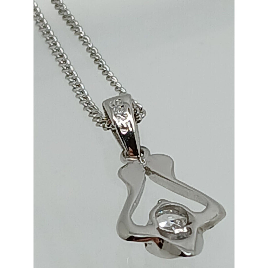 925 Sterling Silver Simulated Diamond Pendant Necklace Minimalist Petite - HoneyThomas.com