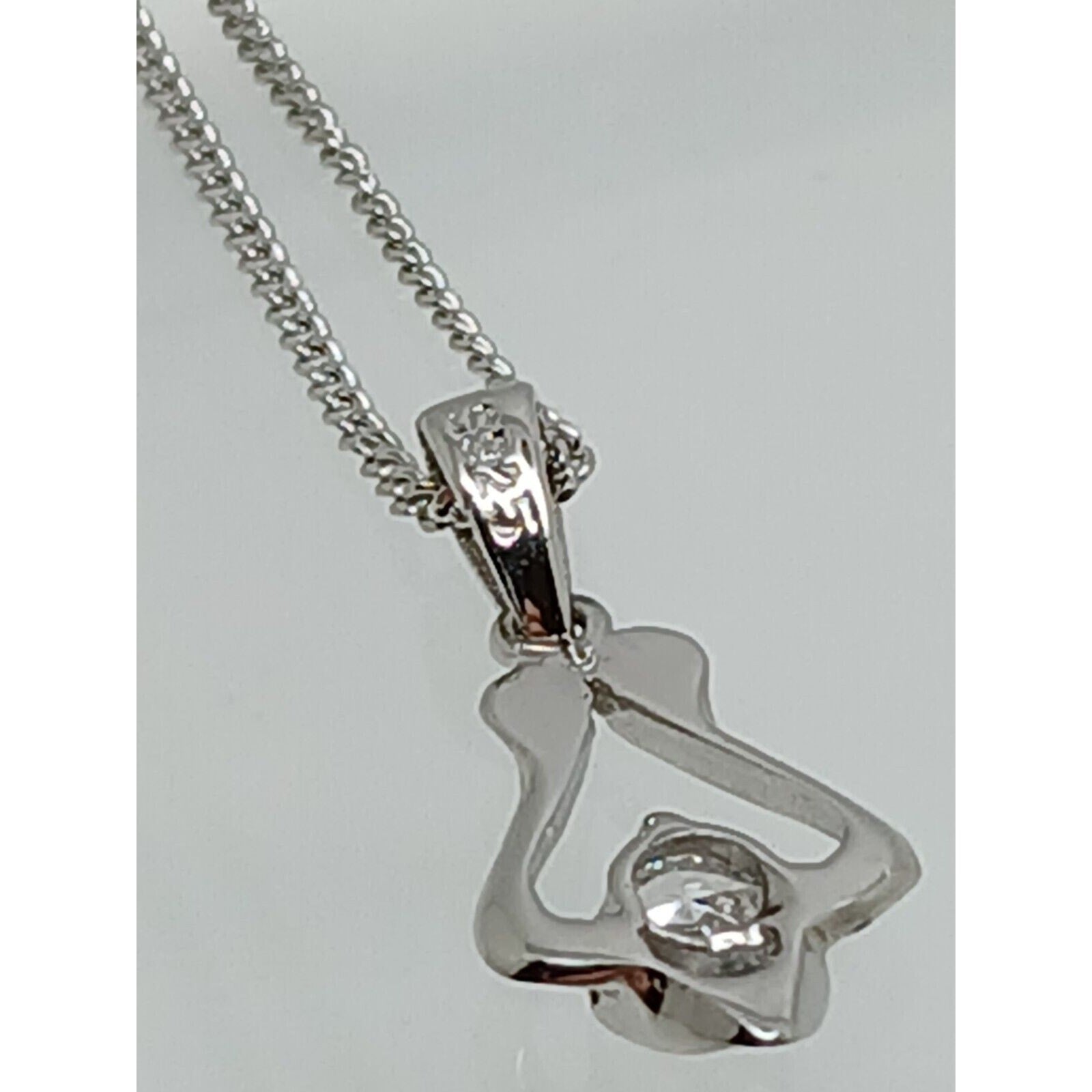 925 Sterling Silver Simulated Diamond Pendant Necklace Minimalist Petite - HoneyThomas.com