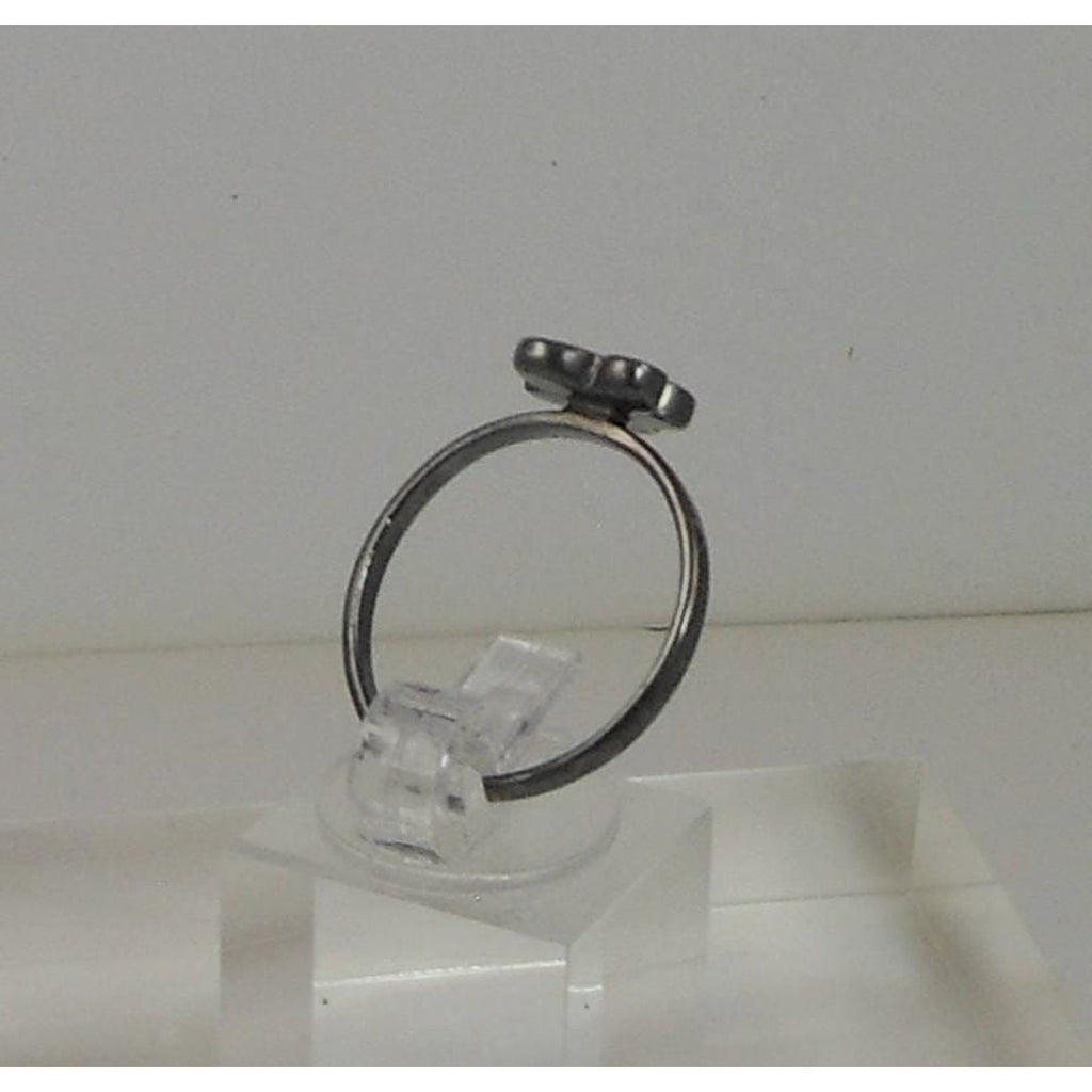 Fun Oxidized Silver Pink Resin Enamel Flower Ring Size 8.25 2g 10mm Wide