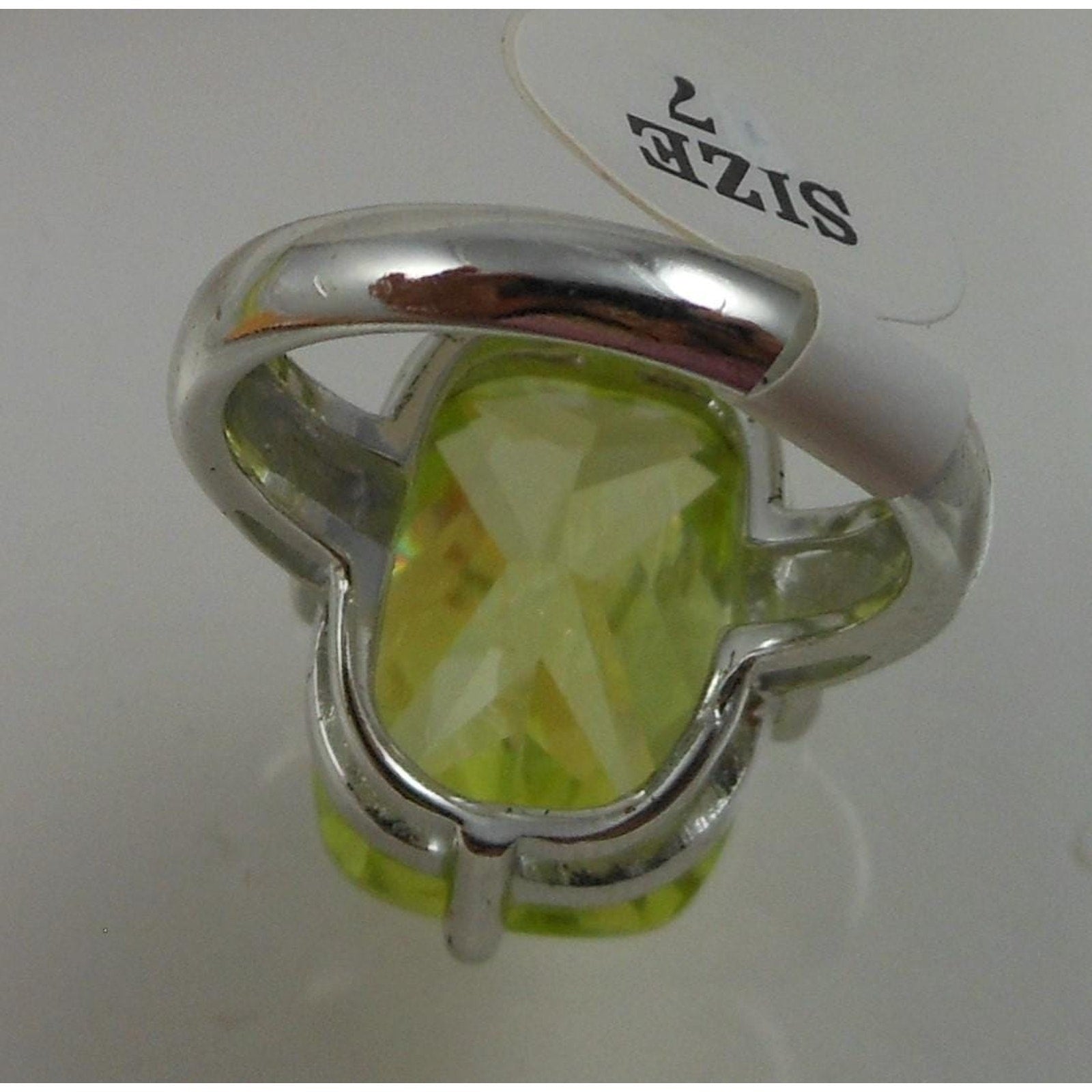 Bold Vintage 1990s Green Cocktail Ring Size 7 Thailand 925 Cubic Zirconia 10gram