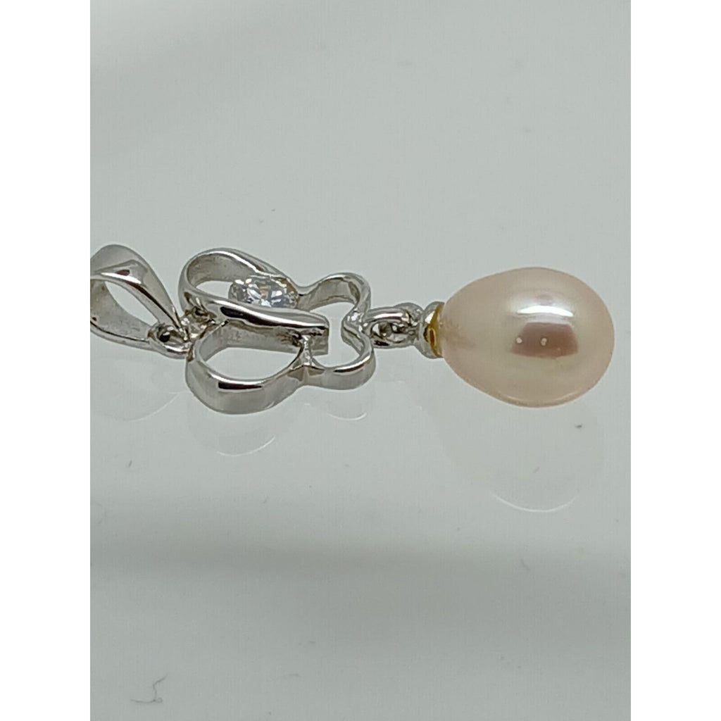 Thailand Sterling Silver Sim Diamond Pearl Butterfly Pendant Necklace Gift Boxed - HoneyThomas.com