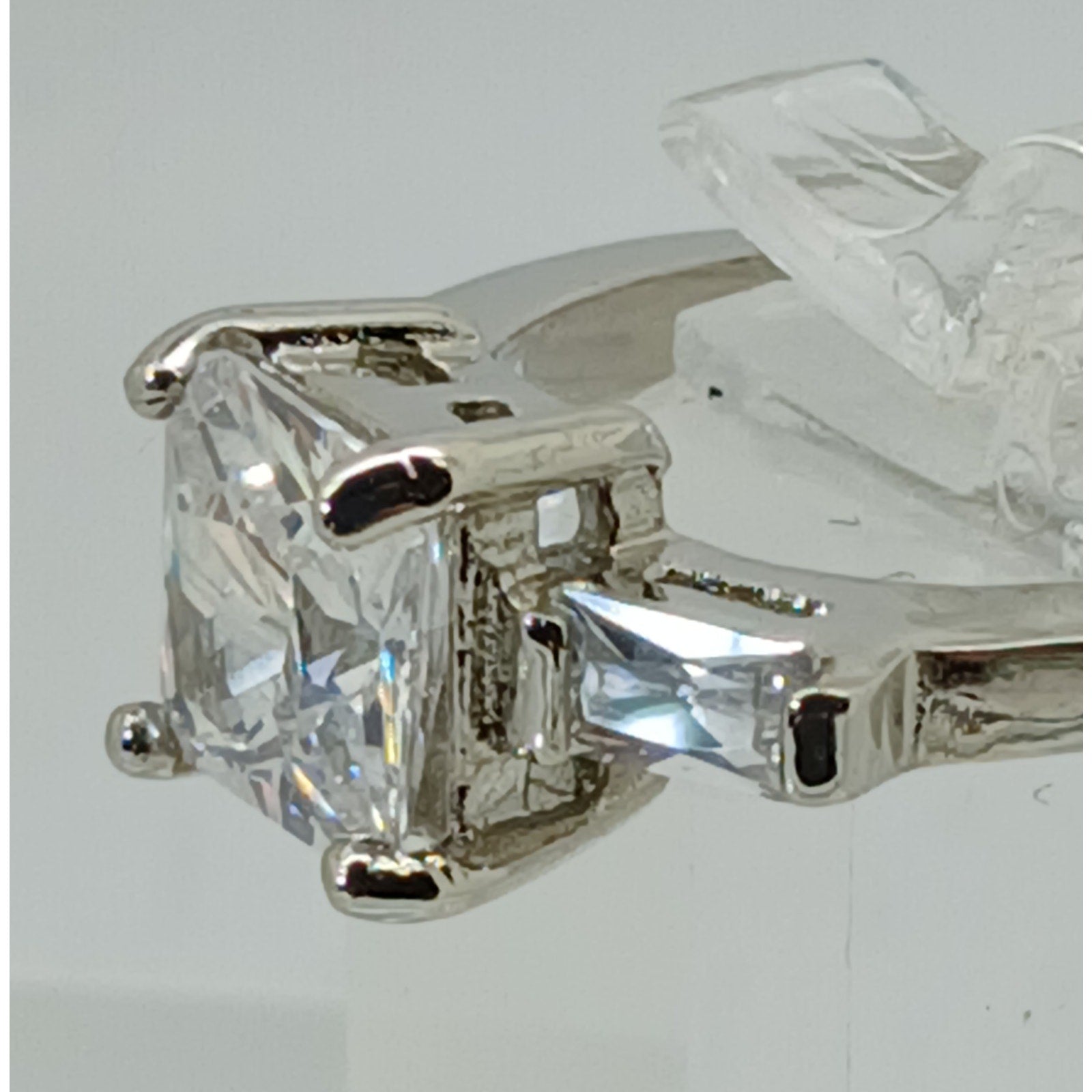 3.5 CT Vintage Princess Cut CZ Engagement Ring Silver Tone White Gold GP Size 10