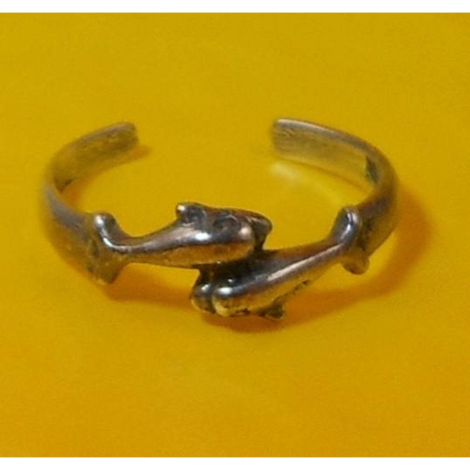 Vintage Sterling Silver Dolphins Lovers Toe Ring Handcrafted New Old Stock