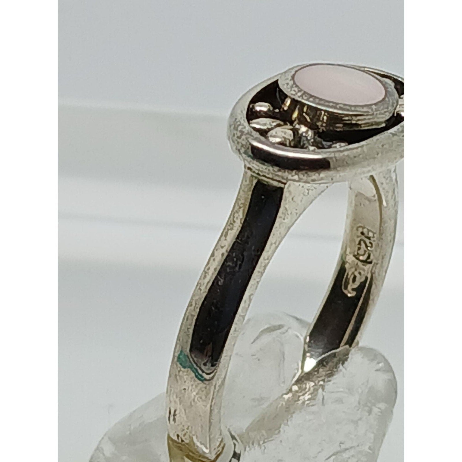 Vintage 1990's Mother of Pearl Designer Signed Sterling Silver Ring Size 7 Rare