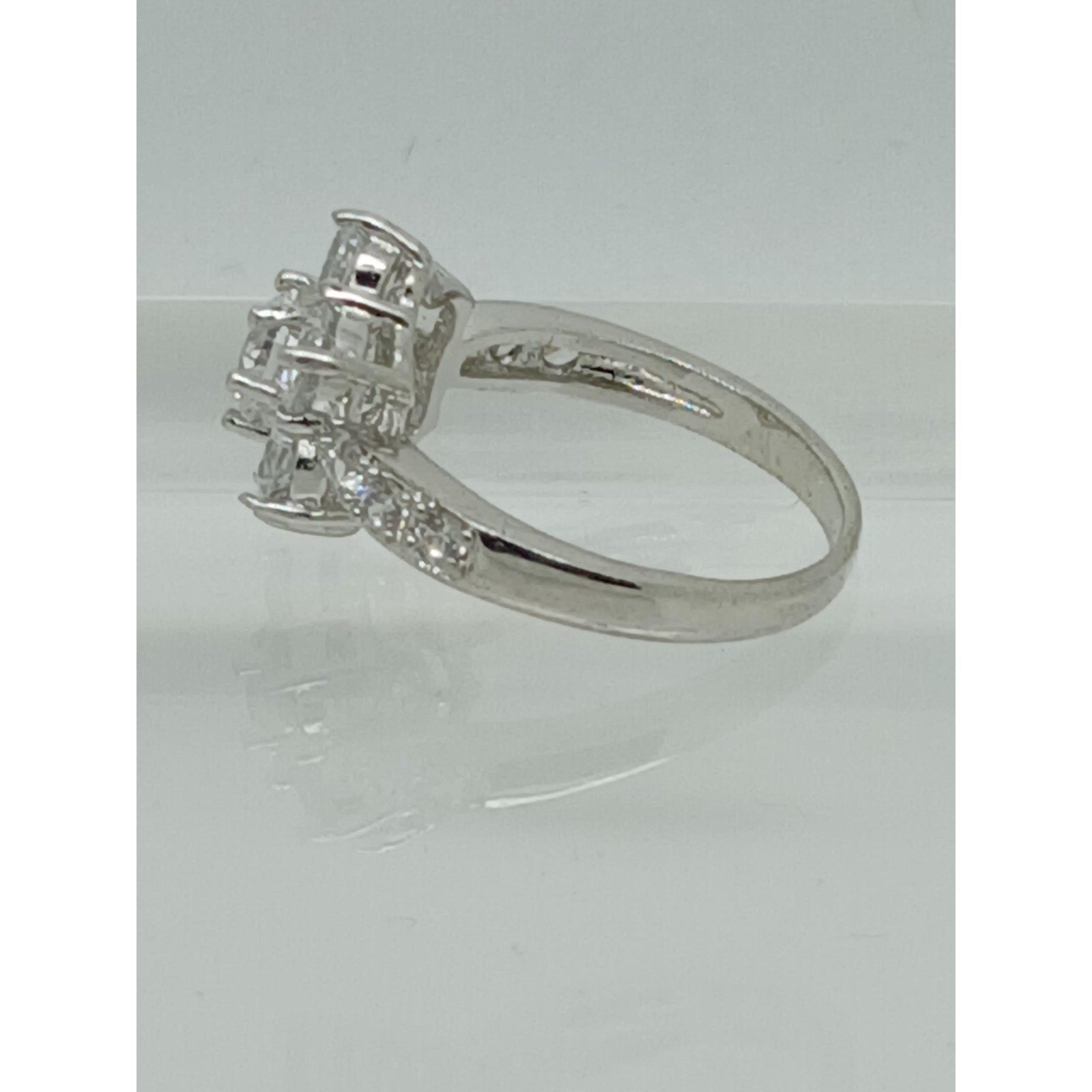 4.06CT Vintage White Gold Plated Floral Cluster Cocktail Engagement Ring Size 6 - HoneyThomas.com