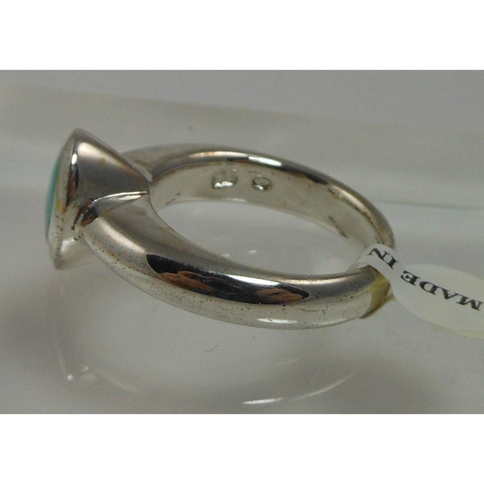 Handcrafted Vintage Turquoise Solitaire Ring Sterling Silver Size 7 - HoneyThomas.com