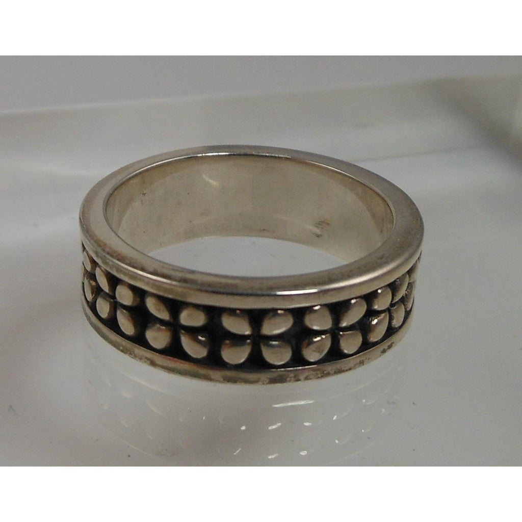 Vintage 1990's Sterling Silver Band Ring Size 7.25 Black Oxidized 6mm Thailand - HoneyThomas.com