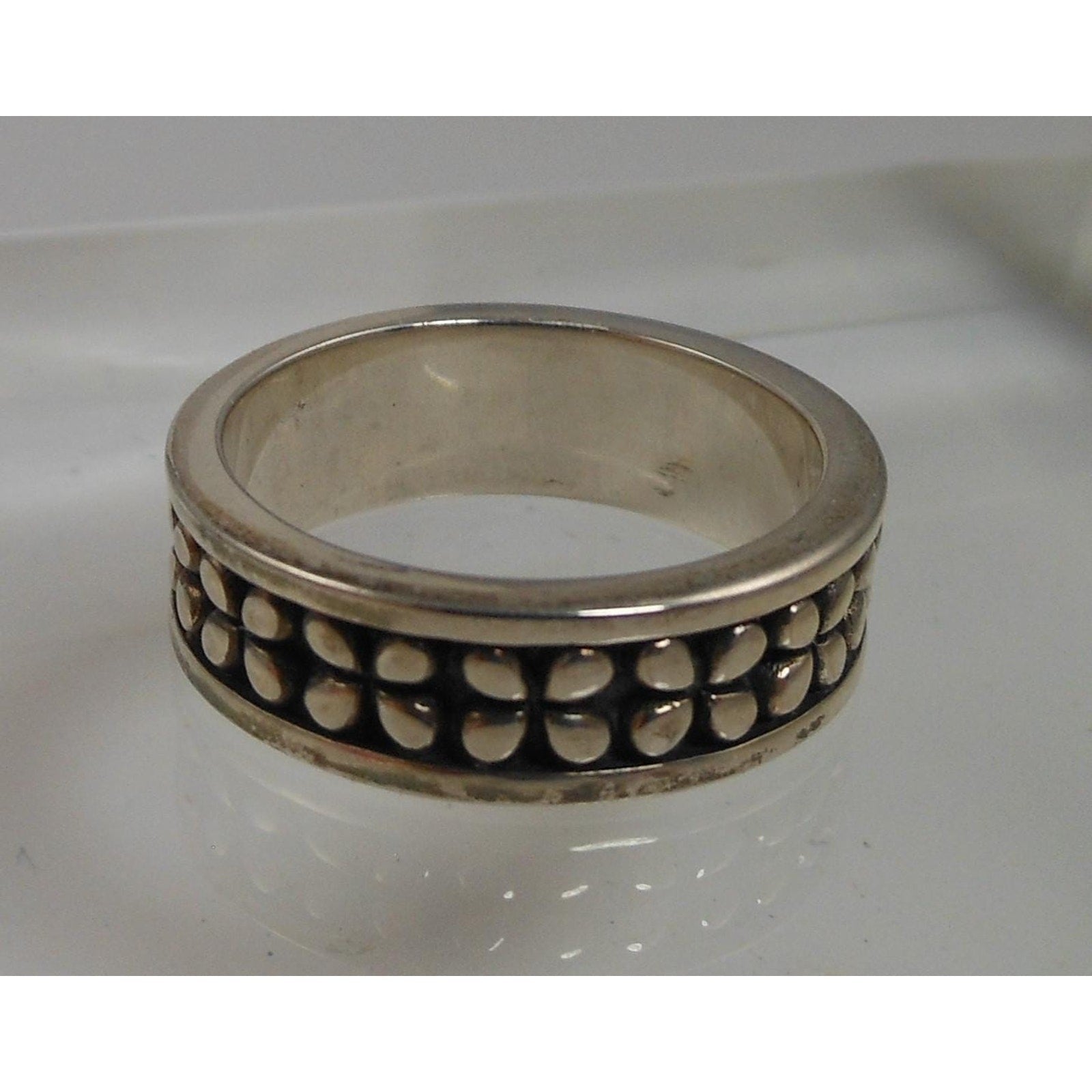 Vintage 1990's Sterling Silver Band Ring Size 7.25 Black Oxidized 6mm Thailand - HoneyThomas.com