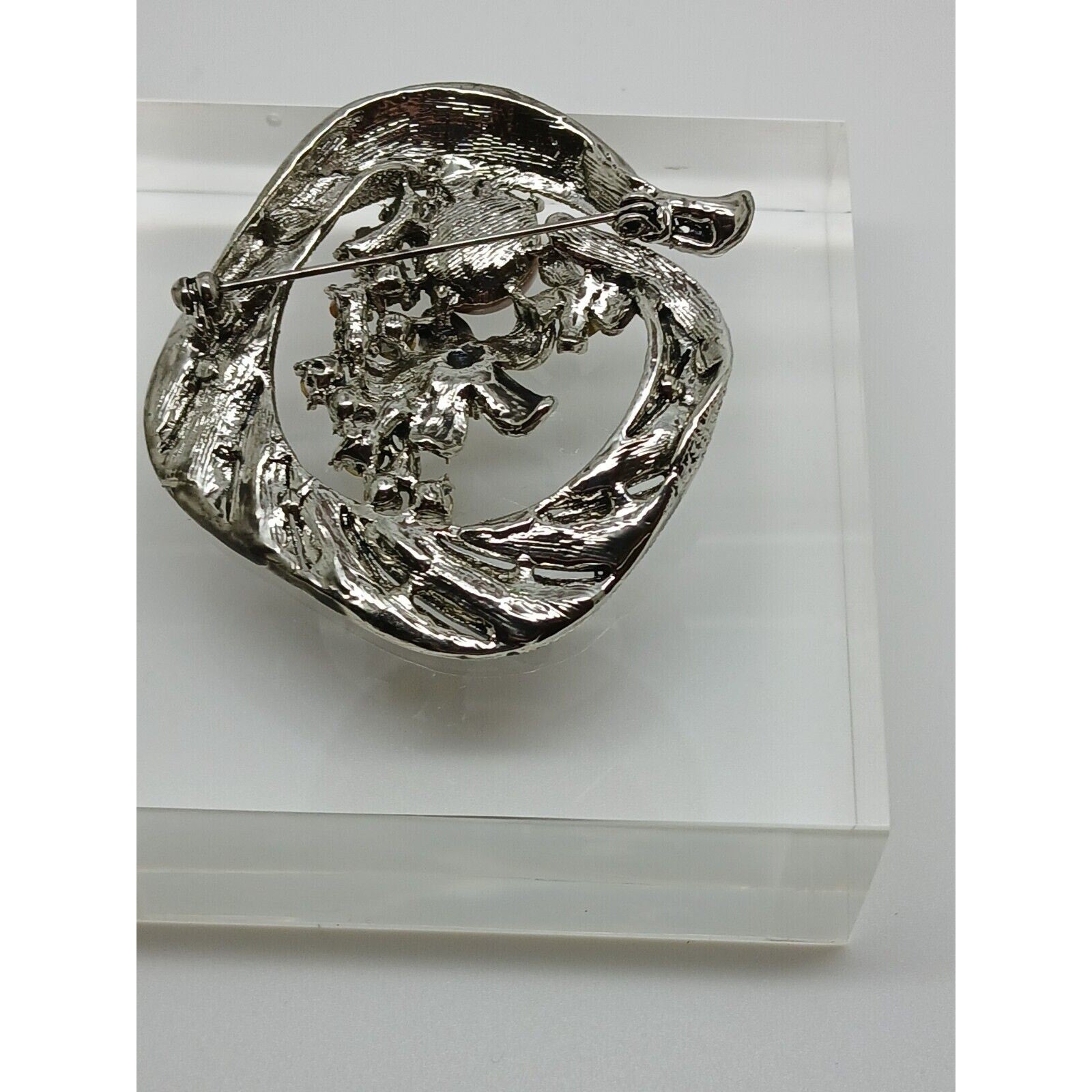 Gorgeous Vintage Estate NOS Faux Pearl Rhinestone Crystal AB Brooch