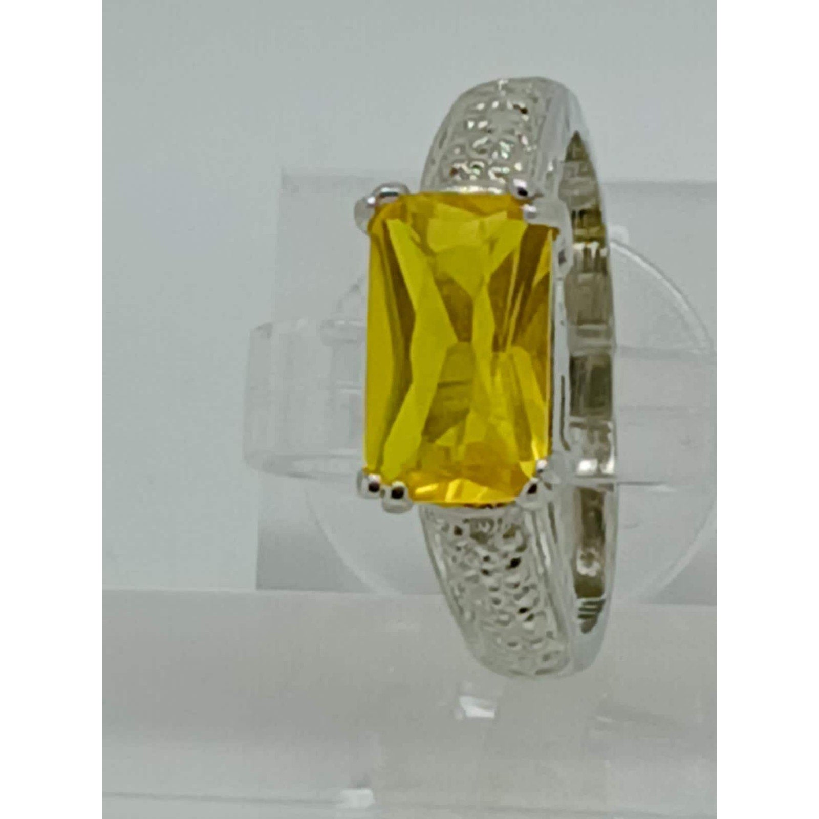 3CT Vintage Gold Plated Canary Yellow Radiant Sim Diamond CZ Engagement Ring 7