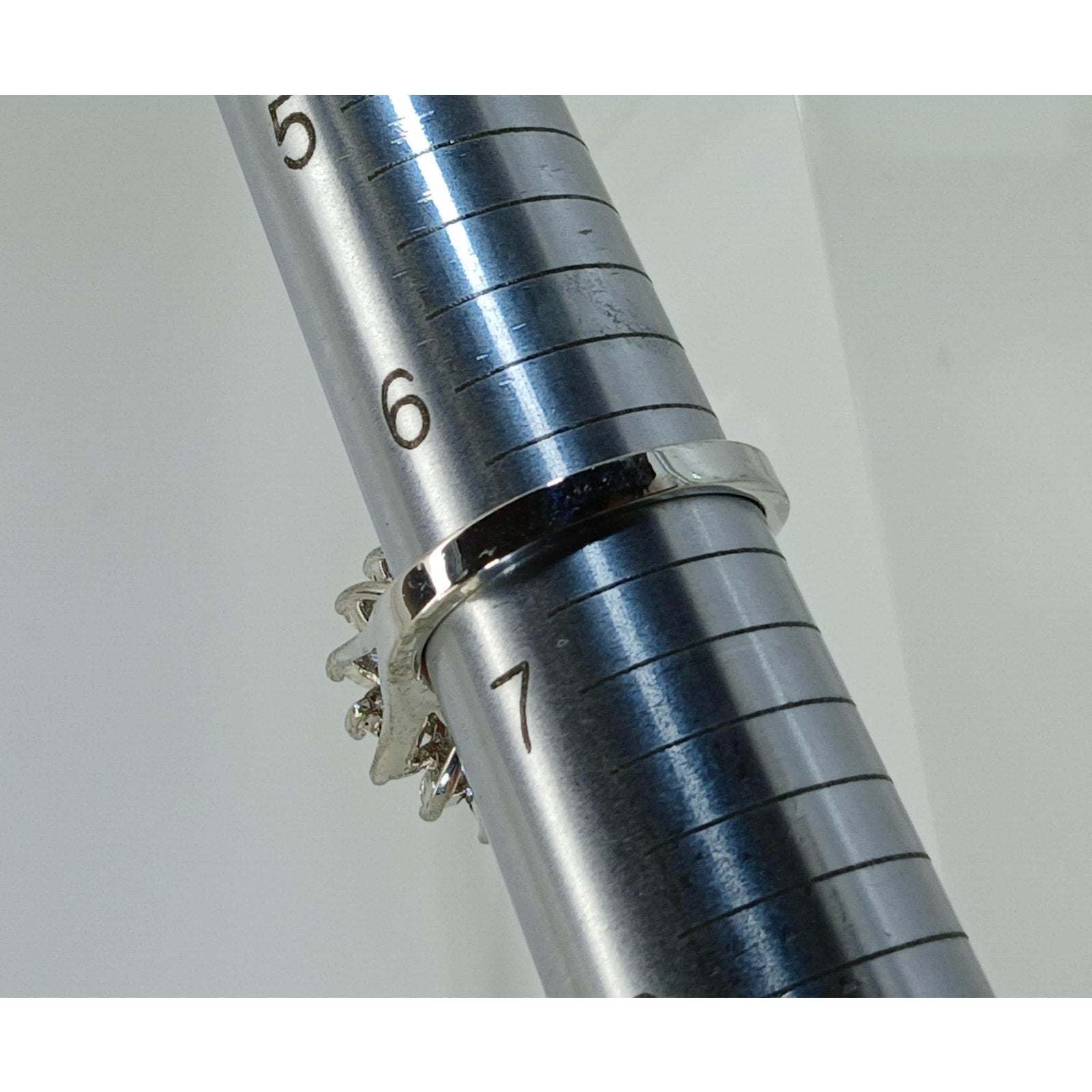 Vintage Ring Size 6.5 Silver Tone White Gold GP Orange CZ Cluster Cocktail NOS