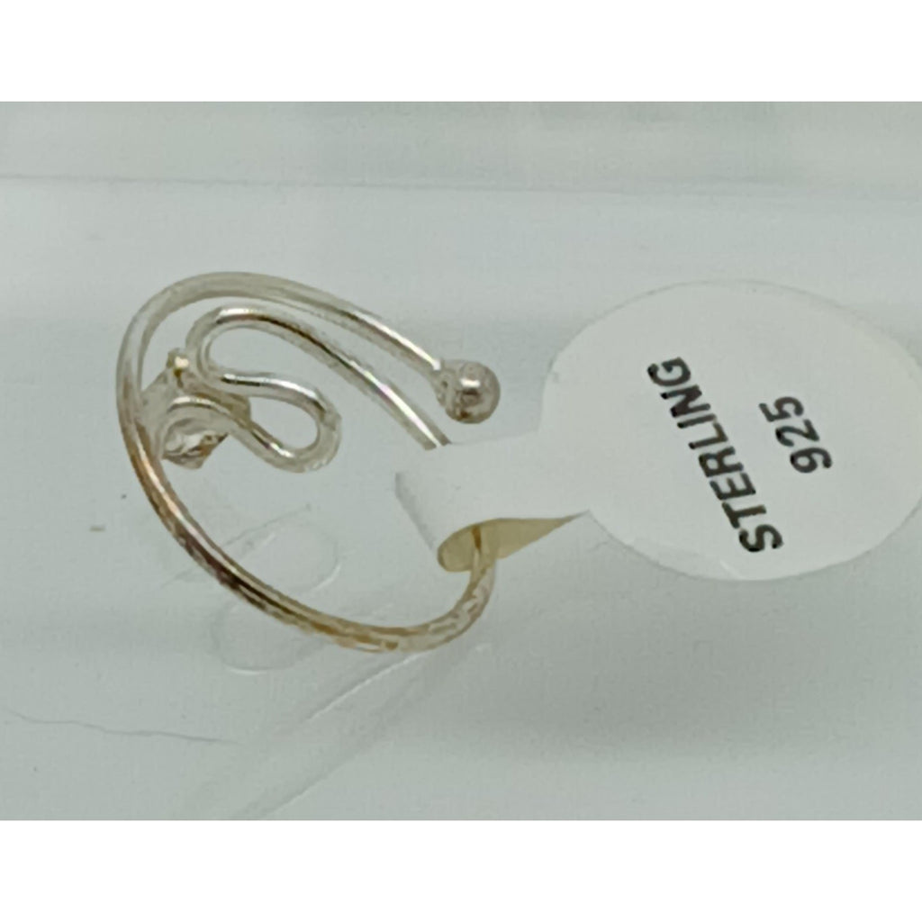 New Sterling Silver Crystal Rhinestone Swirly Sparkling Toe Ring Adjustable Size - HoneyThomas.com