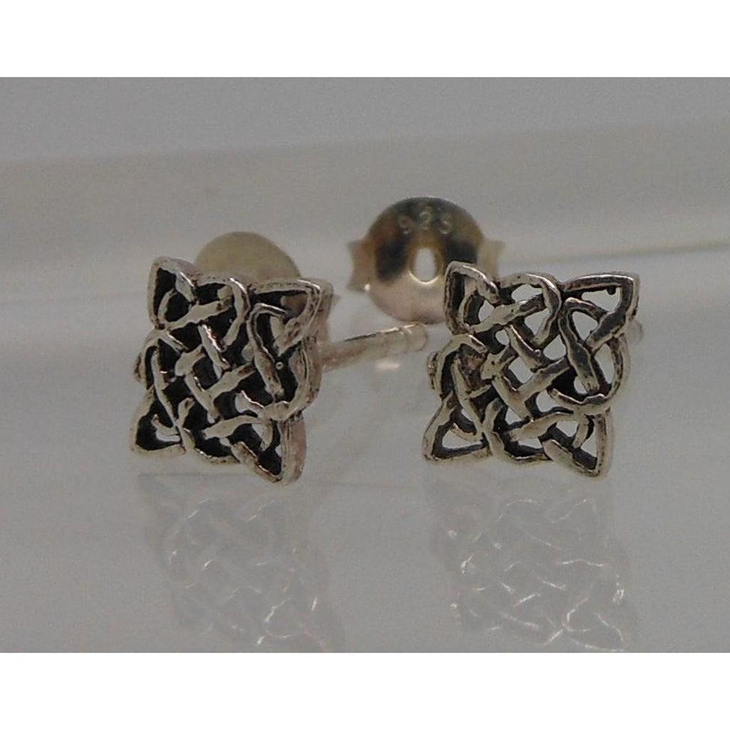 Unique Vintage Sterling Silver Celtic Symbol Stud Earrings - NOS from Thailand - HoneyThomas.com