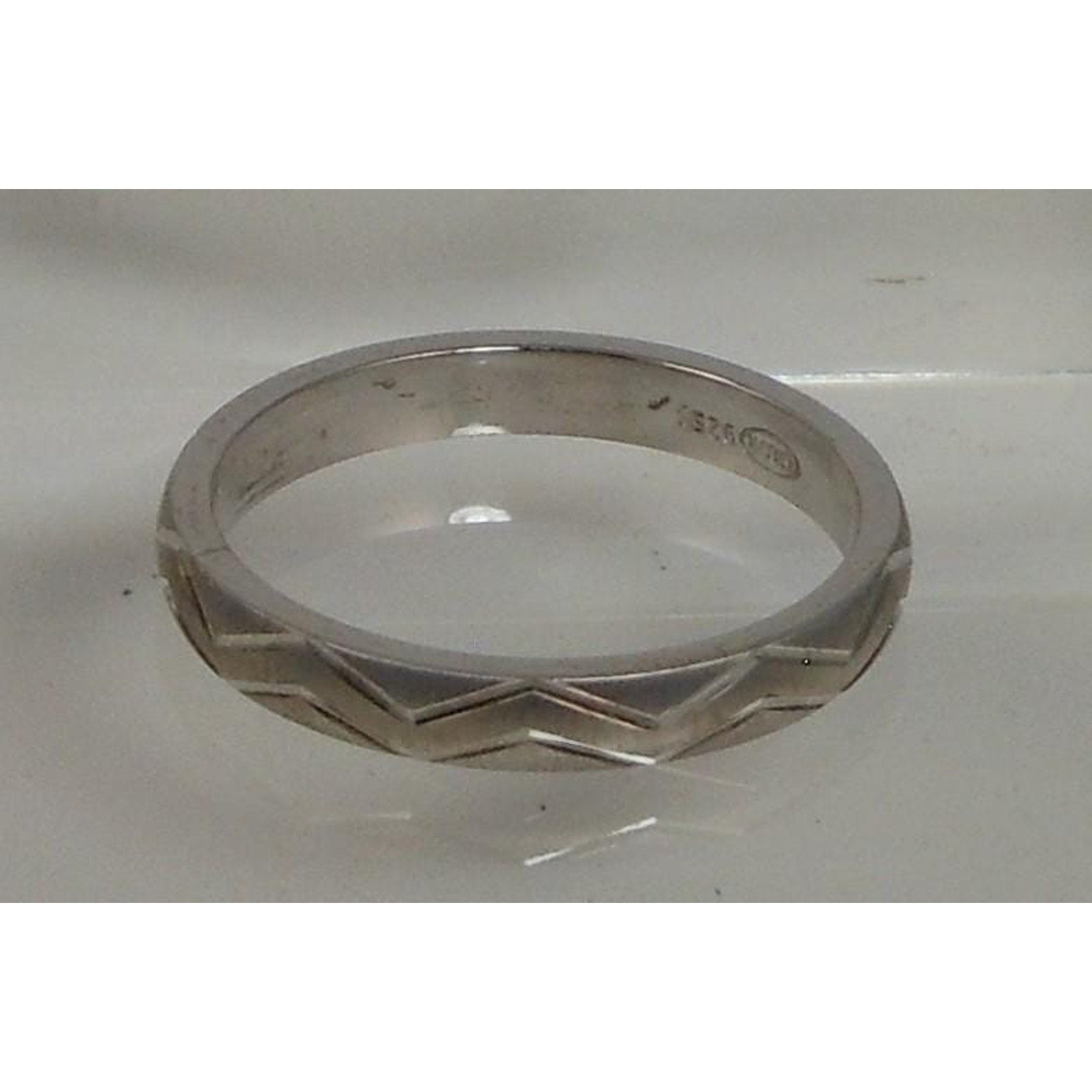 Vintage 925 Sterling Silver Diamond-Cut Ring Thailand Handcrafted Size 12 NOS