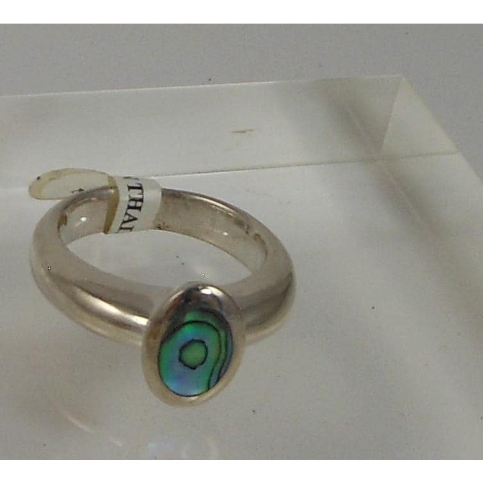 Handcrafted Vintage 925 Sterling Silver Band Ring Size 7 NOS Natural Shell 9.6g - HoneyThomas.com