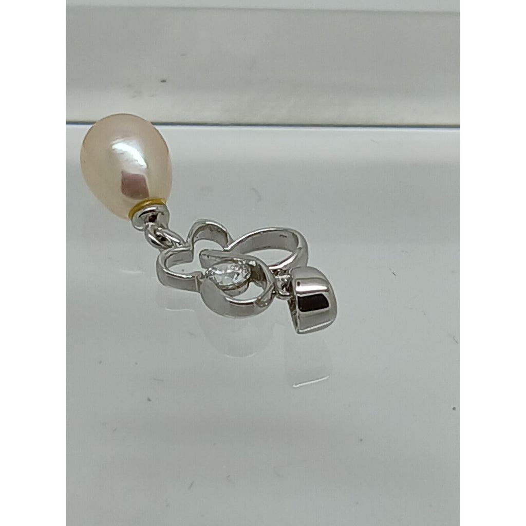 Thailand Sterling Silver Sim Diamond Pearl Butterfly Pendant Necklace Gift Boxed - HoneyThomas.com