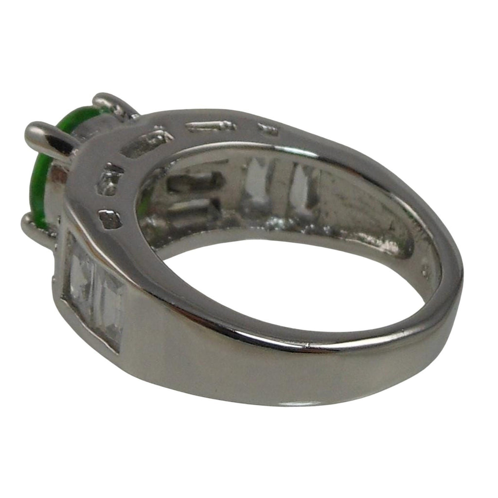 Vintage Sterling Silver Simulated Diamond Emerald Engagement Wedding Ring Band 7 - HoneyThomas.com