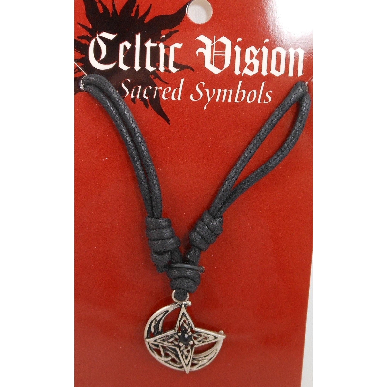 Vintage Celtic Visions Sacred Symbols Pendant Stars Moon Necklace- 24 Length - HoneyThomas.com