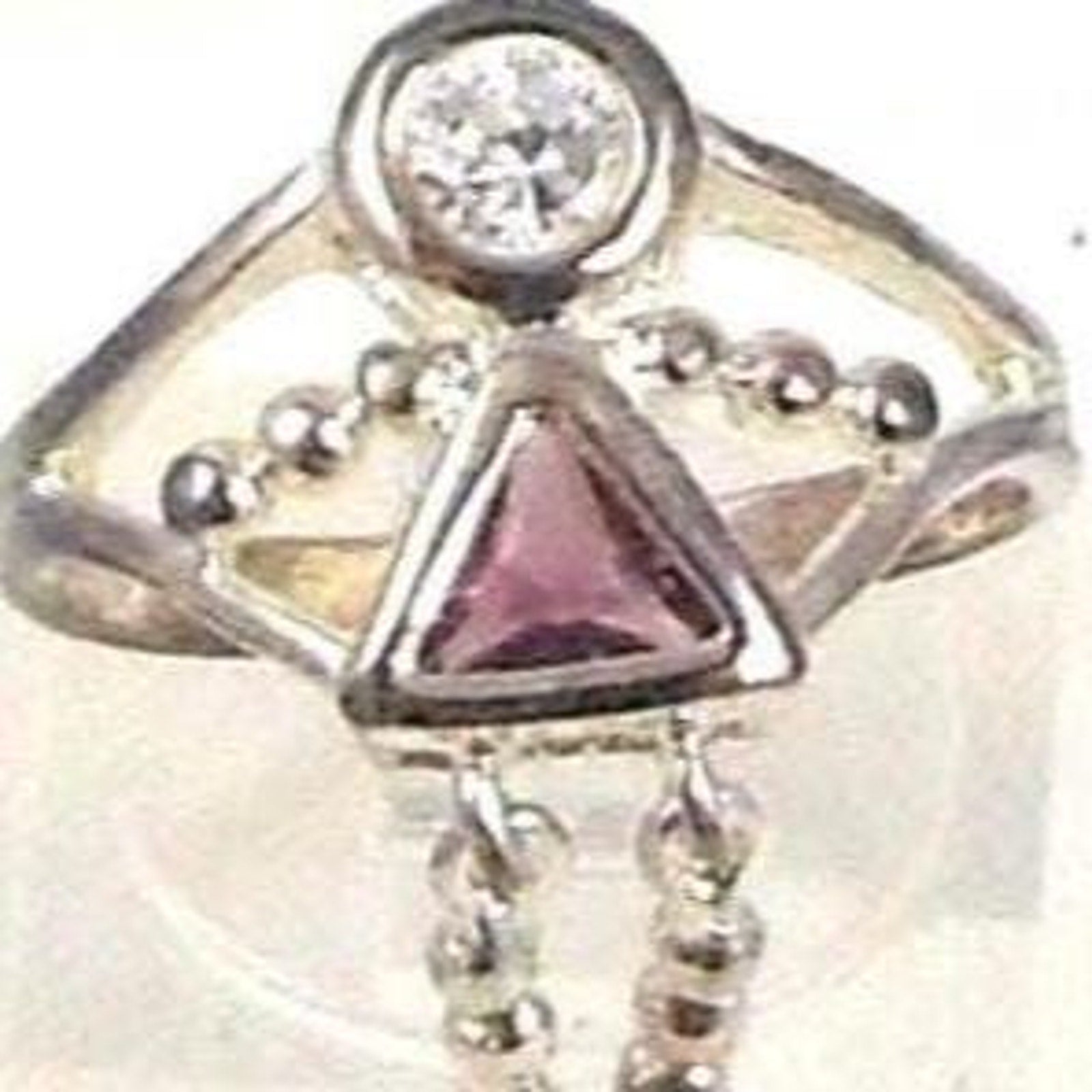 Vintage Sterling Silver Baby Charm Ring Mother Grandmother Sim Diamond Size 6