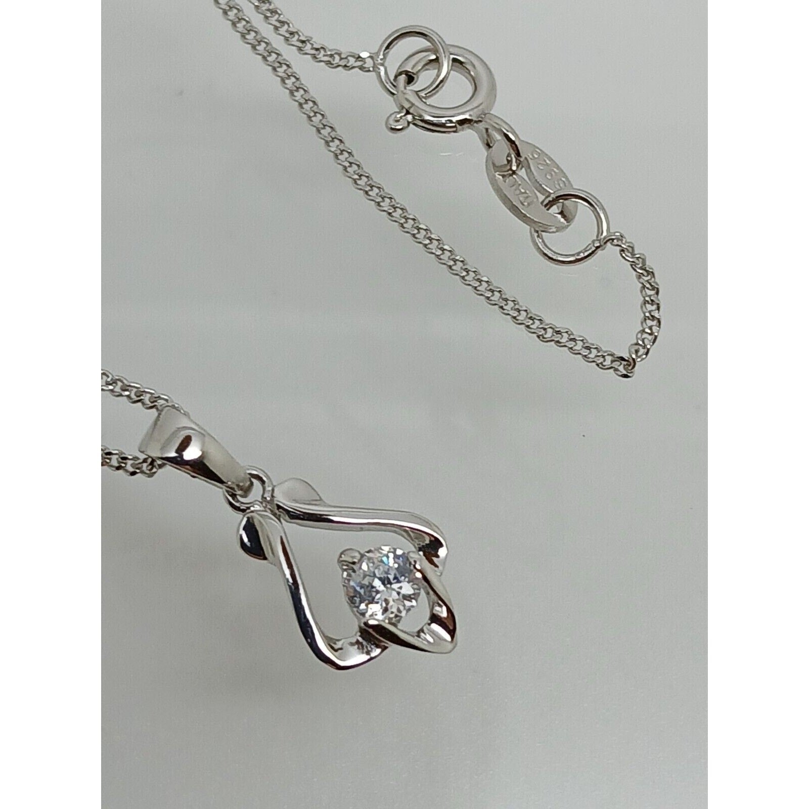 925 Sterling Silver Simulated Diamond Pendant Necklace Minimalist Petite - HoneyThomas.com