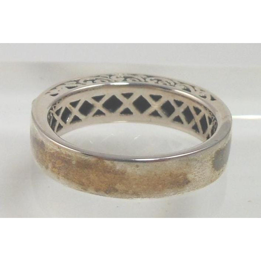 Vintage Oxidized Sterling Silver Beaded Bali Ring Stack Designer Signed SLV 7.25 - HoneyThomas.com