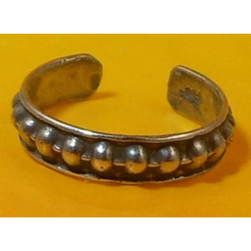 Vintage 1990s Sterling Silver Adjustable Ribbed Ball Toe Ring Sexy Beach Jewelry - HoneyThomas.com