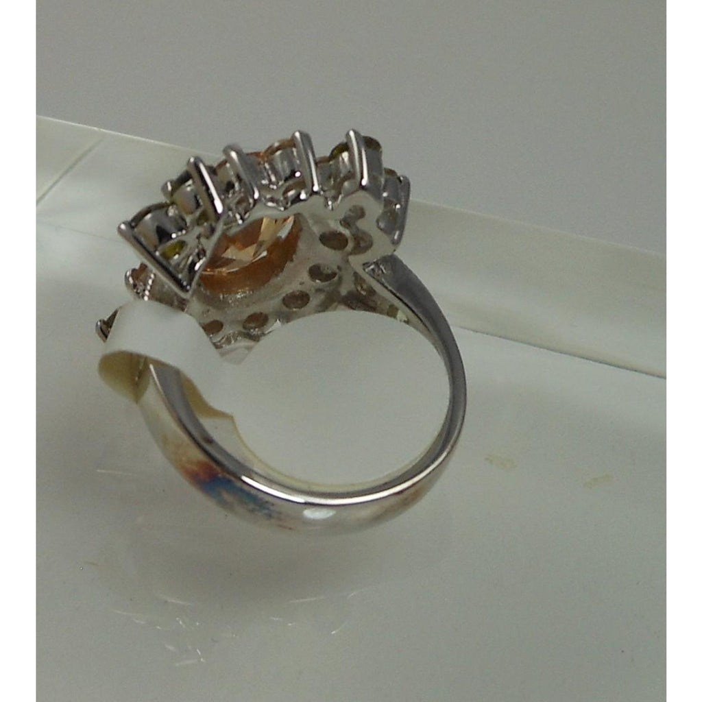 Elegant Vintage Sterling Silver CZ Cocktail Ring Size 6 9.1g Thailand 925 Stamp