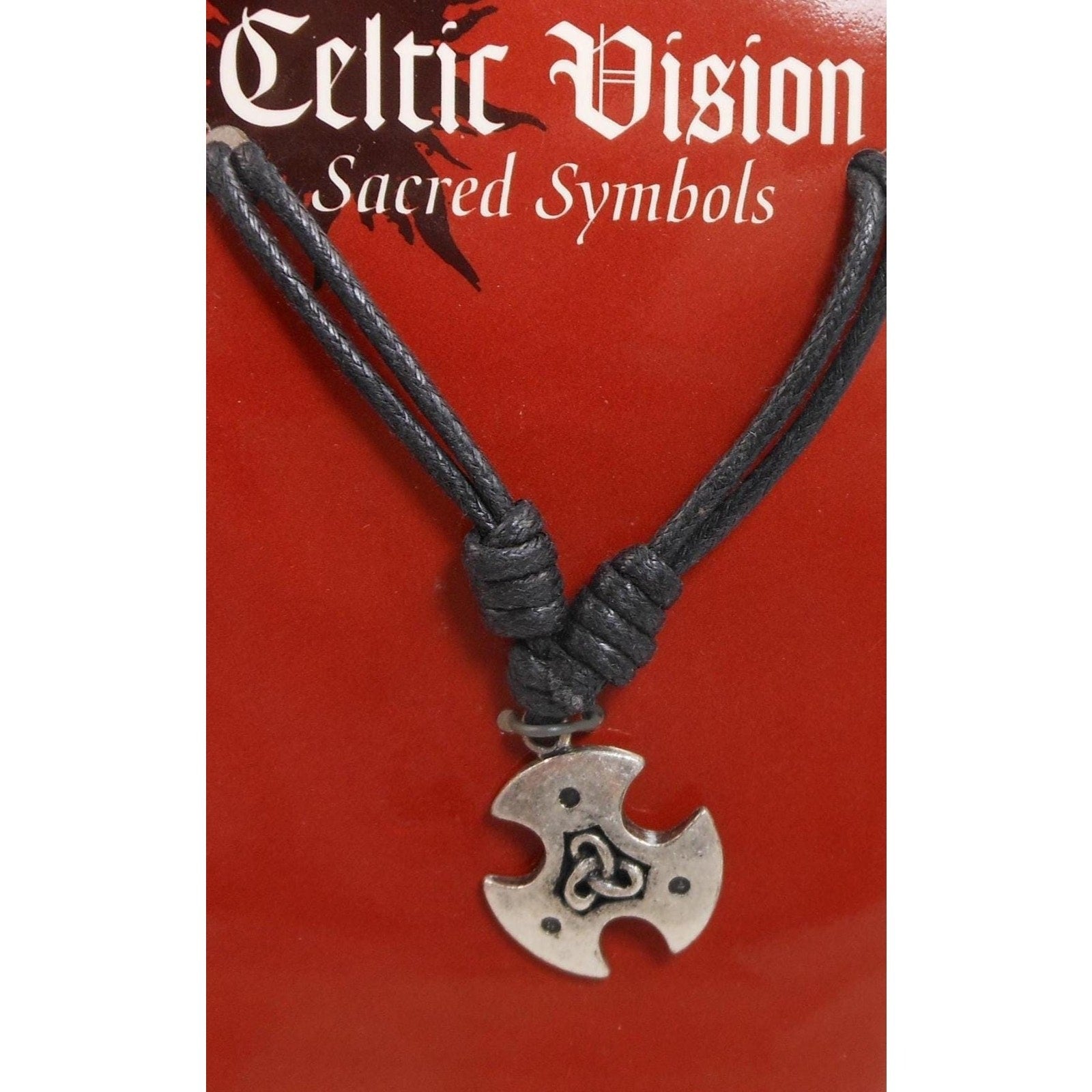 Mystical Vintage Celtic Cross Necklace Pendant Adjustable 24" Sacred Symbols NOS - HoneyThomas.com