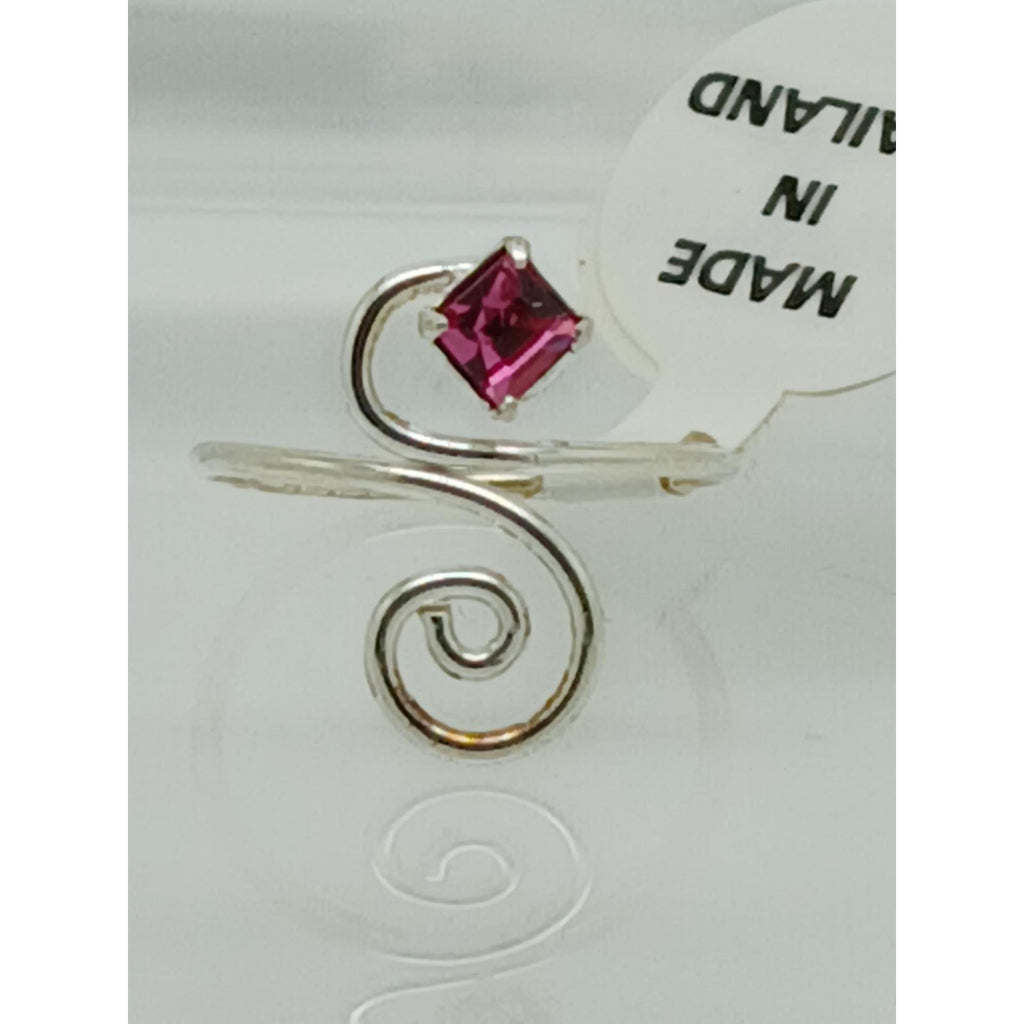 Sexy Pink Crystal Rhinestone Toe Ring Adjustable Size Sterling Silver Gift Boxed