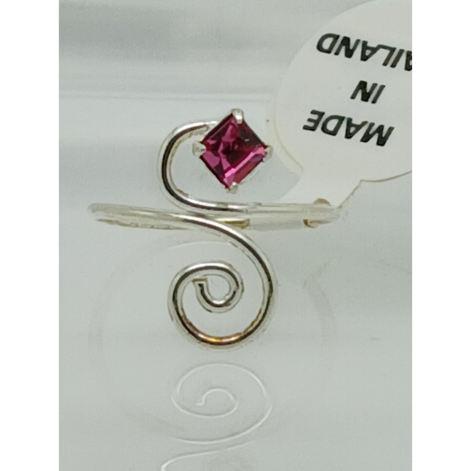 Sexy Pink Crystal Rhinestone Toe Ring Adjustable Size Sterling Silver Gift Boxed