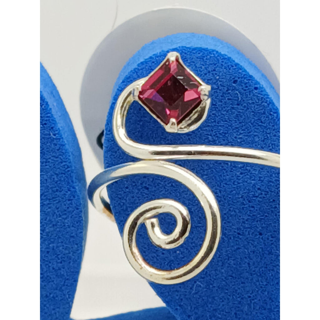 Sexy Pink Crystal Rhinestone Toe Ring Adjustable Size Sterling Silver Gift Boxed
