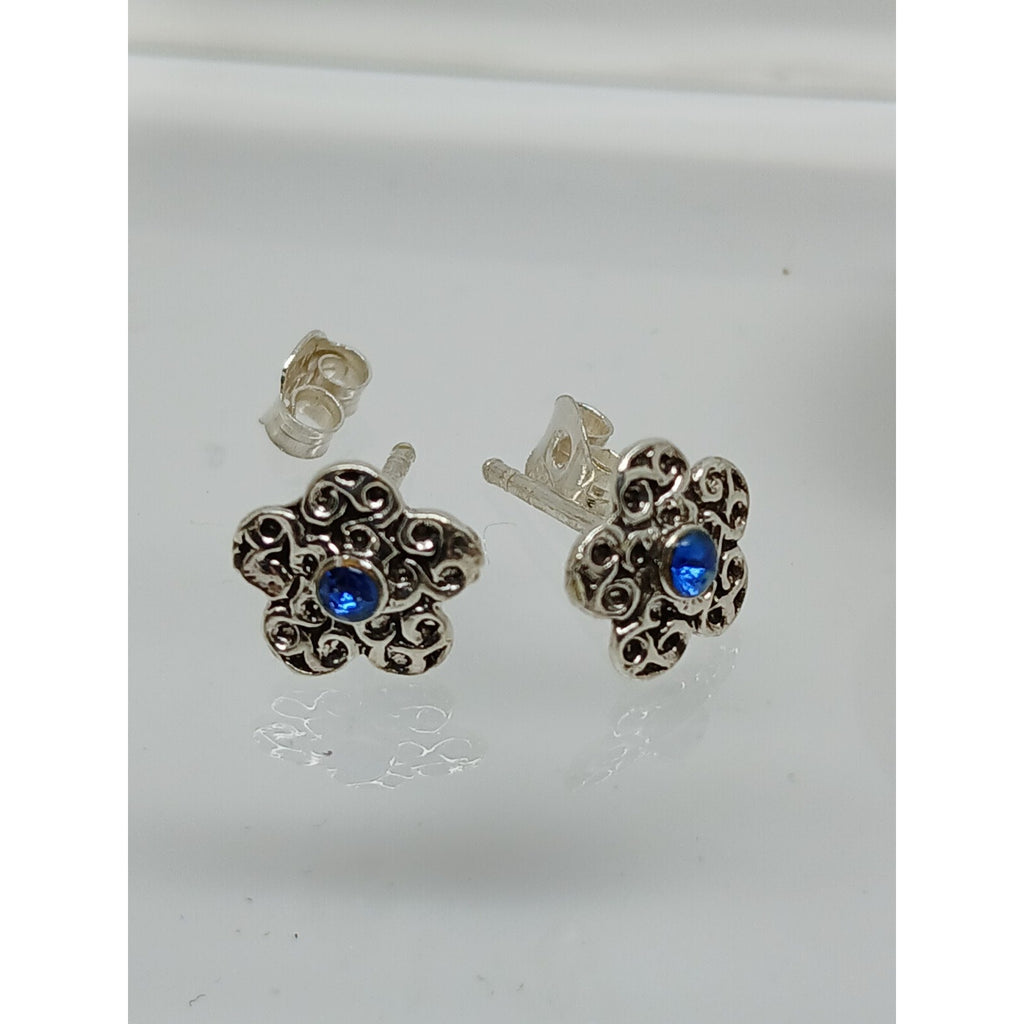 Vintage Estate Jewelry NOS .925 Sterling Silver Light Blue Crystal New Earrings - HoneyThomas.com