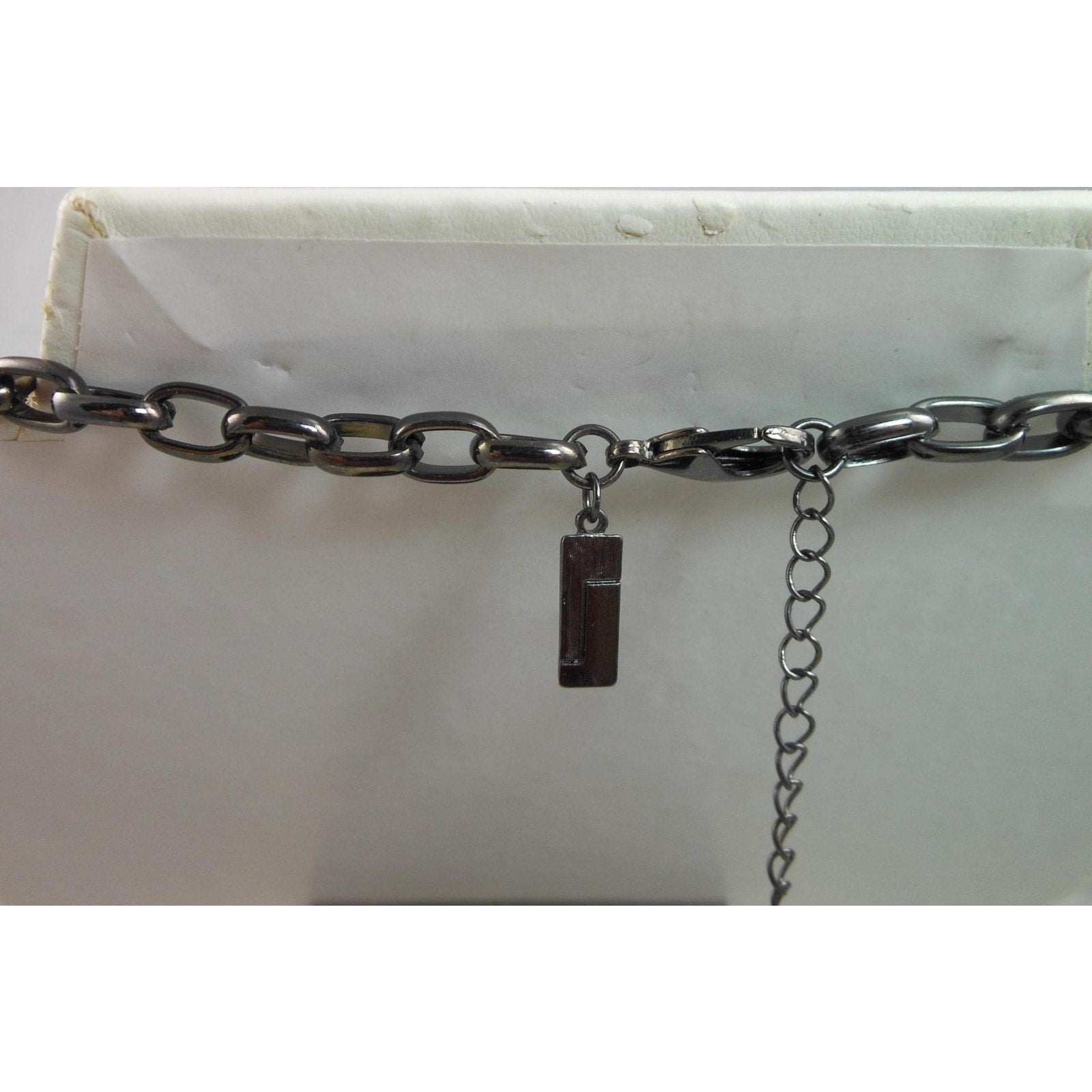 Vintage Three Strand Crystal Pendant Black Grey Necklace - Designer Signed - HoneyThomas.com