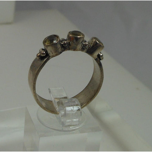 925 Sterling Silver Bali Design Ring Size 9.5 Vintage 3-Stone Balinese Style - HoneyThomas.com