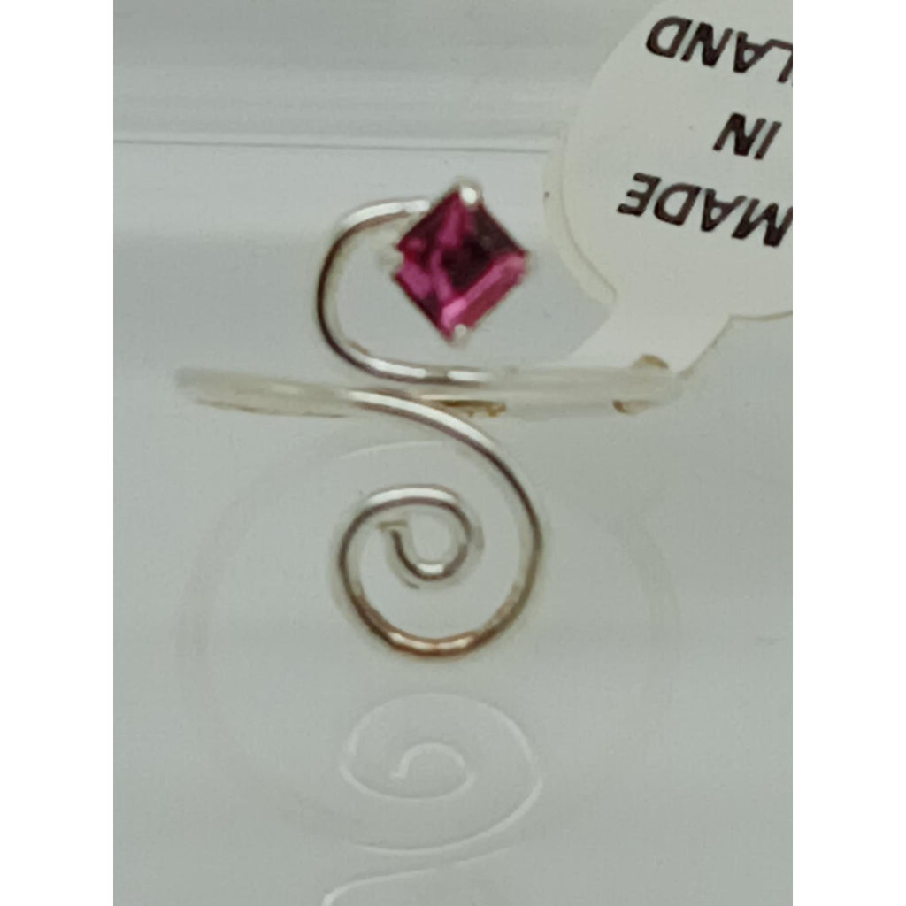 Sexy Pink Crystal Rhinestone Toe Ring Adjustable Size Sterling Silver Gift Boxed
