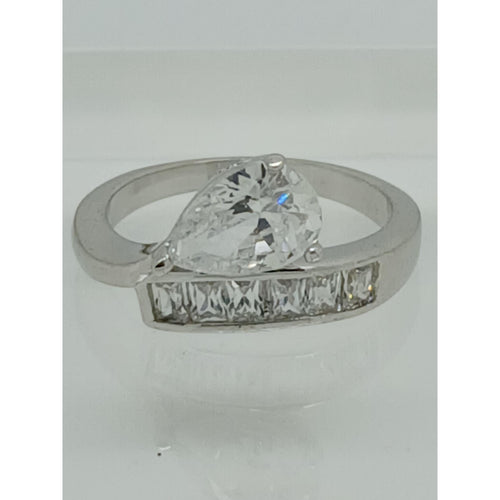 2.4CT Vintage Gold Plated Pear Radiant Cut Sim Diamond CZ Engagement Ring Size 6