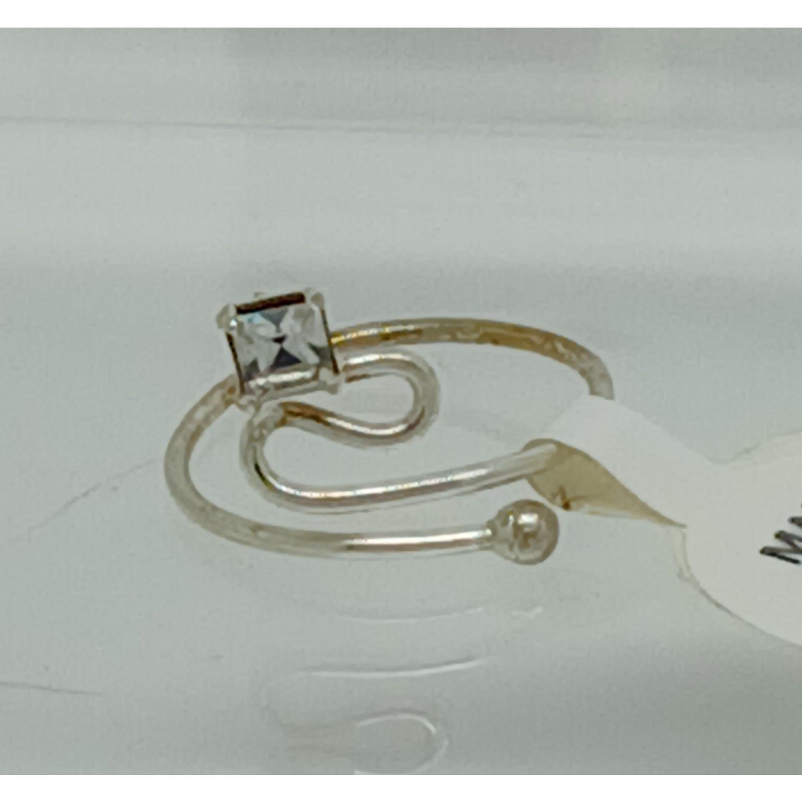 New Sterling Silver Crystal Rhinestone Swirly Sparkling Toe Ring Adjustable Size