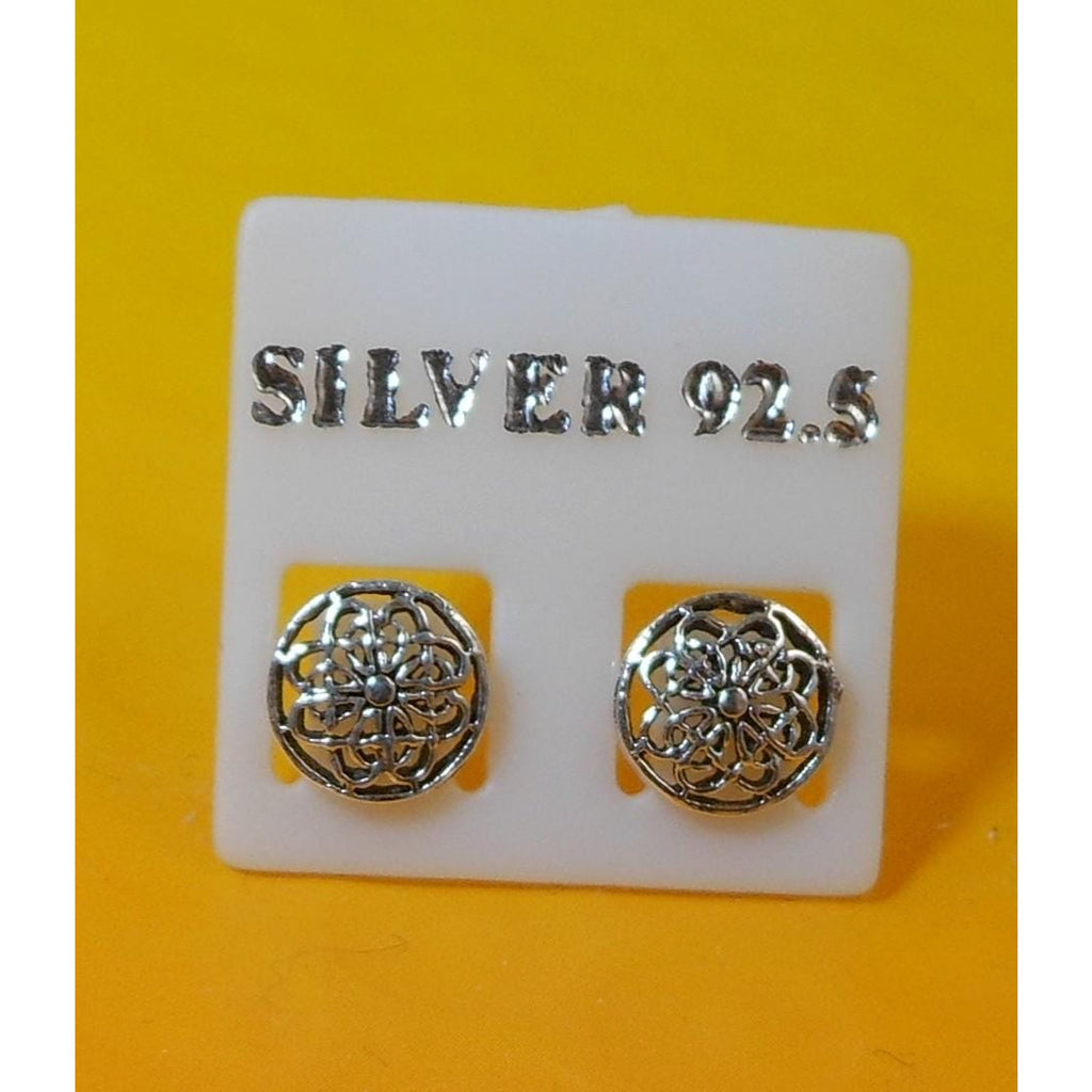 Vintage Sterling Silver Celtic Circle Symbol Stud Earrings Thailand New Old Stock