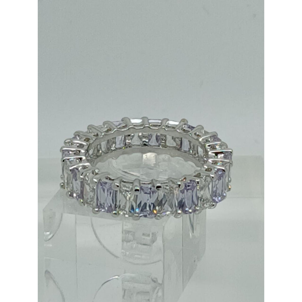 3.70CT White Gold EP Eternity Anniversary Wedding Band Ring Size 9