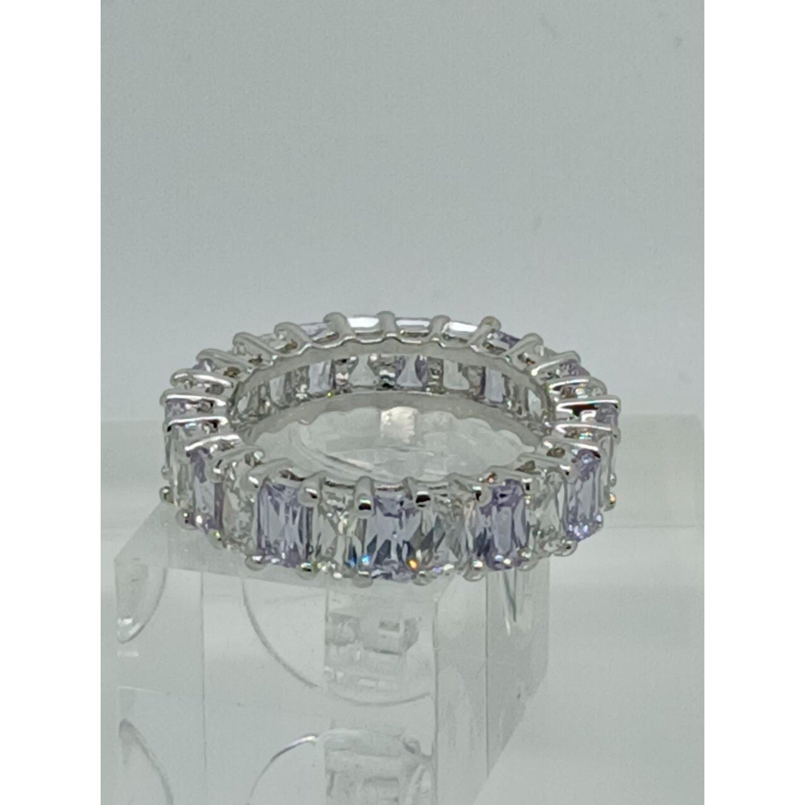 3.70CT White Gold EP Eternity Anniversary Wedding Band Ring Size 9