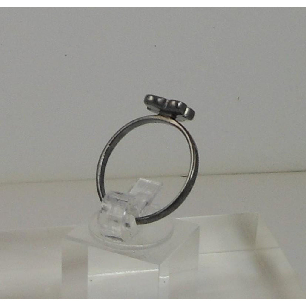 Fun Oxidized Silver Pink Resin Enamel Flower Ring Size 8.25 2g 10mm Wide - HoneyThomas.com