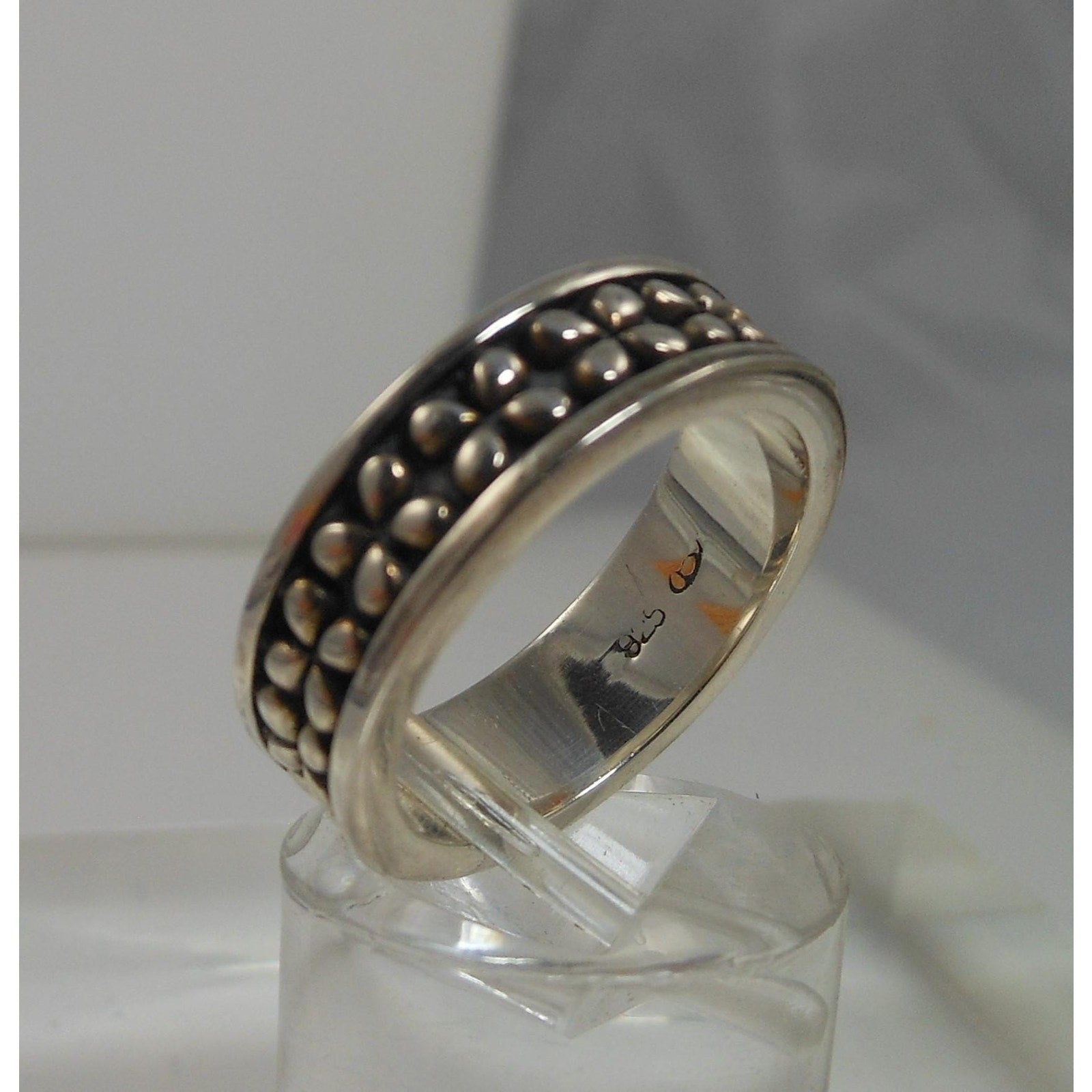Vintage 1990's Sterling Silver Band Ring Size 7.25 Black Oxidized 6mm Thailand - HoneyThomas.com