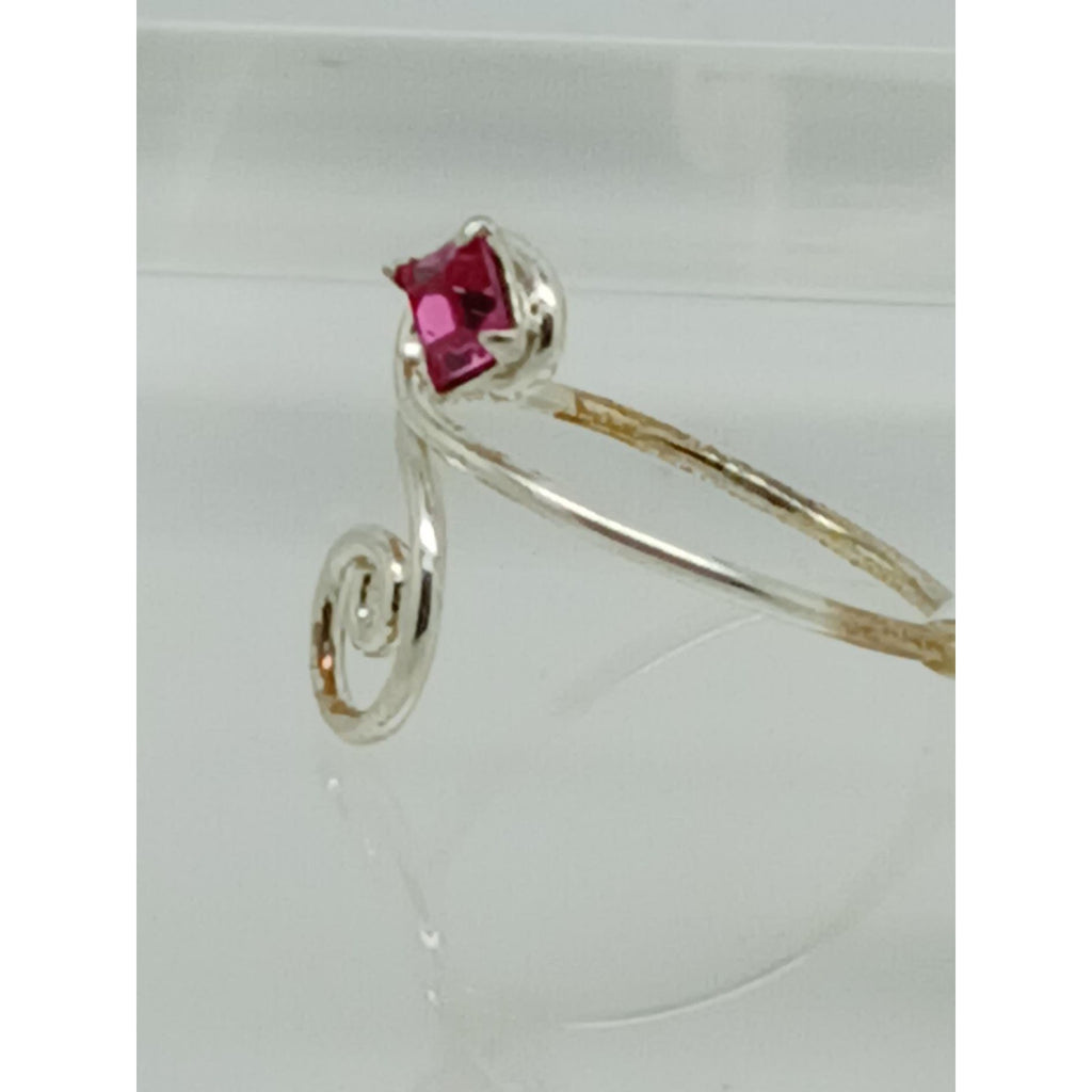 Sexy Pink Crystal Rhinestone Toe Ring Adjustable Size Sterling Silver Gift Boxed