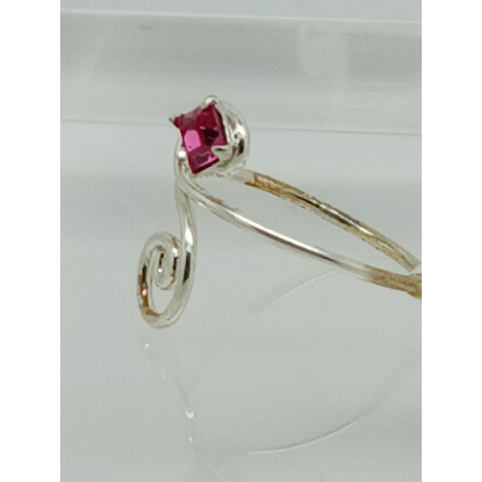 Sexy Pink Crystal Rhinestone Toe Ring Adjustable Size Sterling Silver Gift Boxed