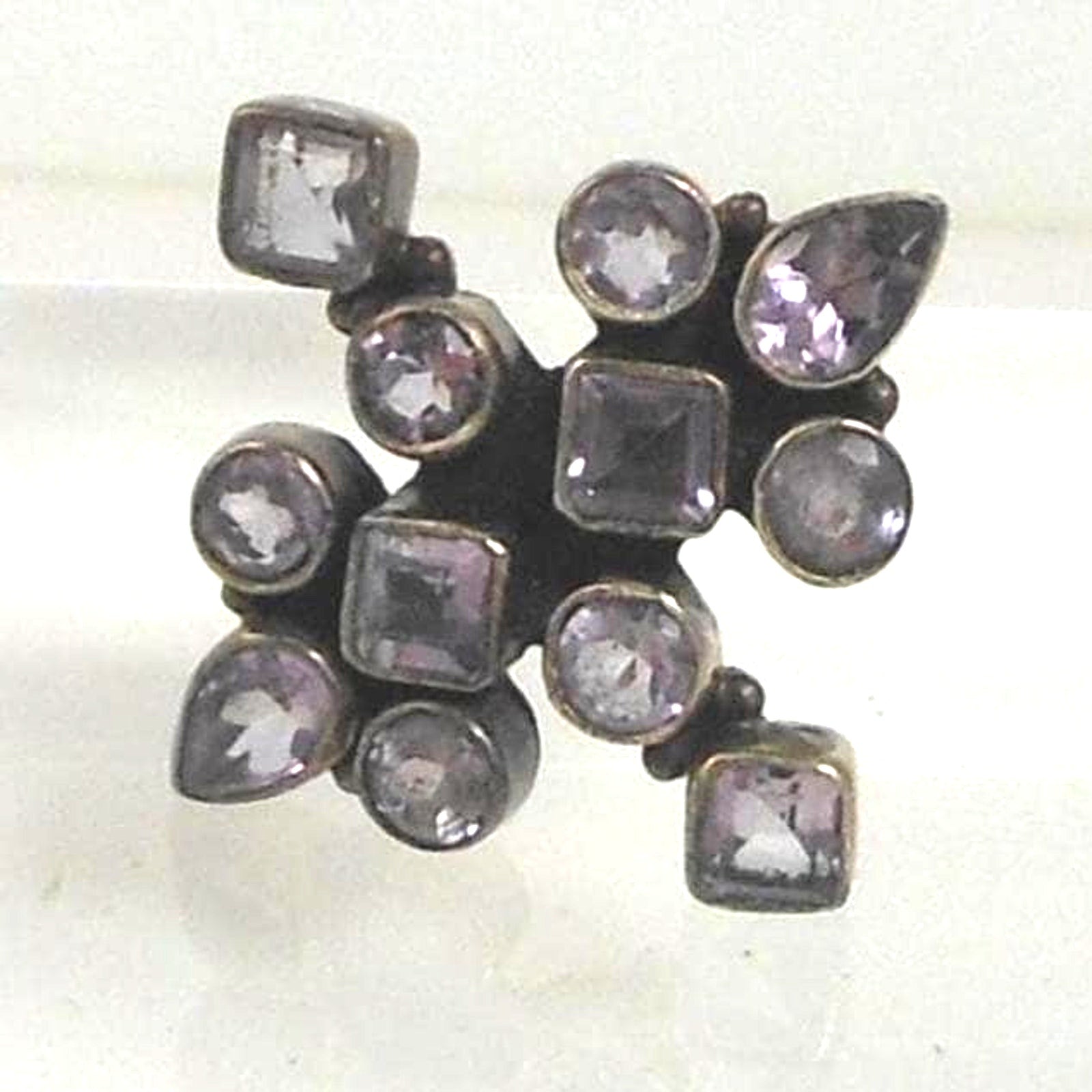 Handcrafted Sterling Silver Ring Vintage Natural Amethyst Size 6 Unique Design