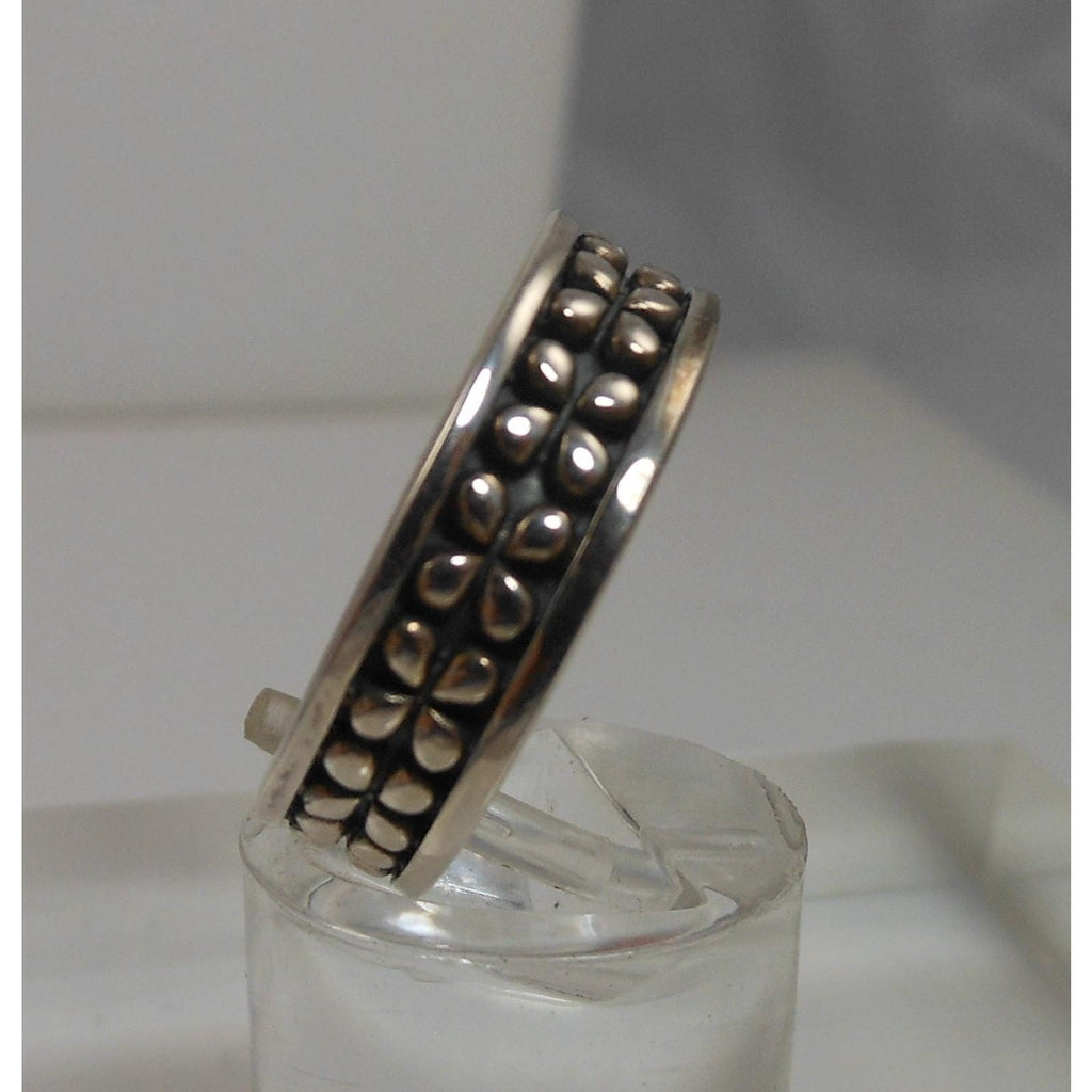 Vintage 1990's Sterling Silver Band Ring Size 7.25 Black Oxidized 6mm Thailand - HoneyThomas.com