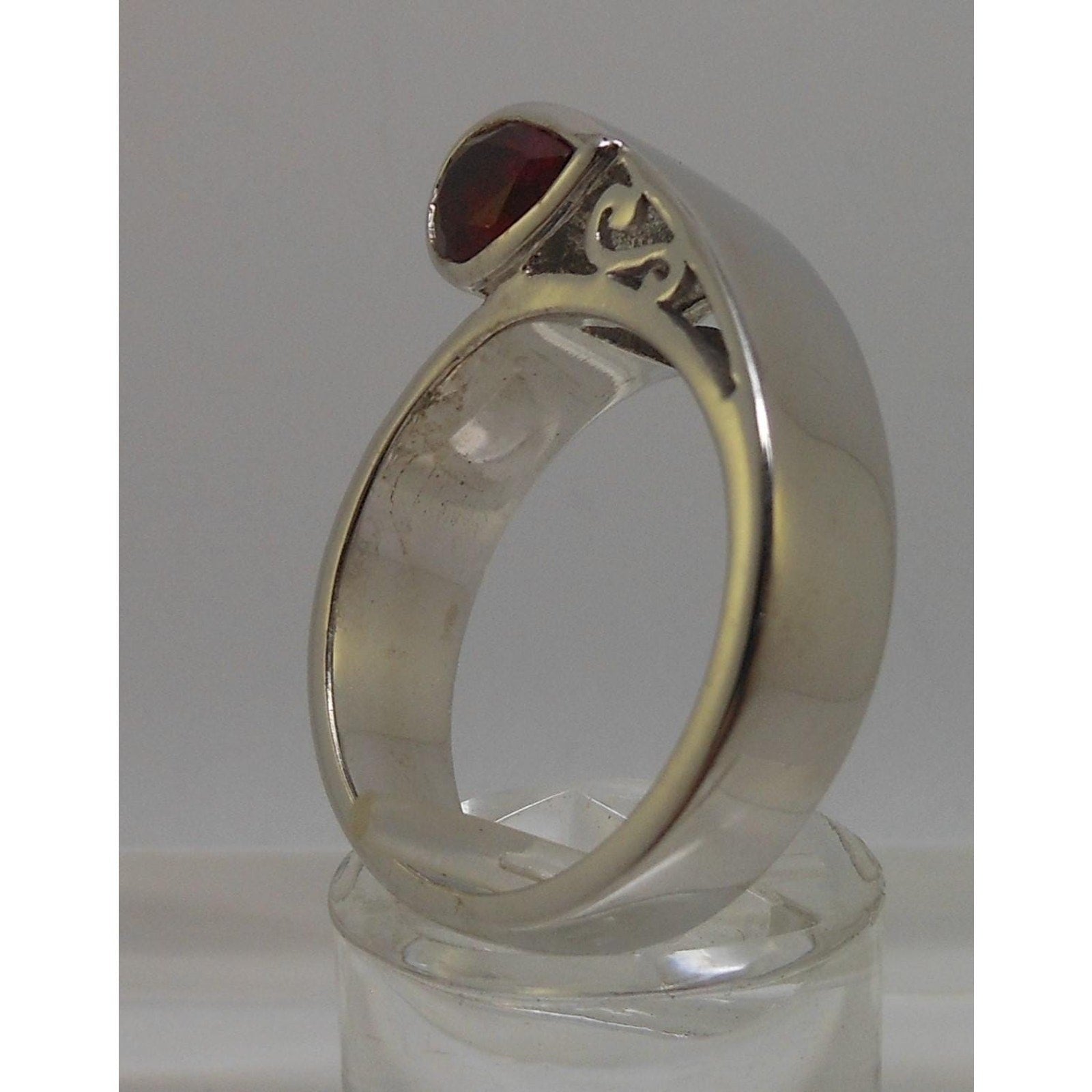 Vintage Sterling Silver 9.1grams Modern Two Garnet Ring Size 8.5 11mm wide 925 - HoneyThomas.com