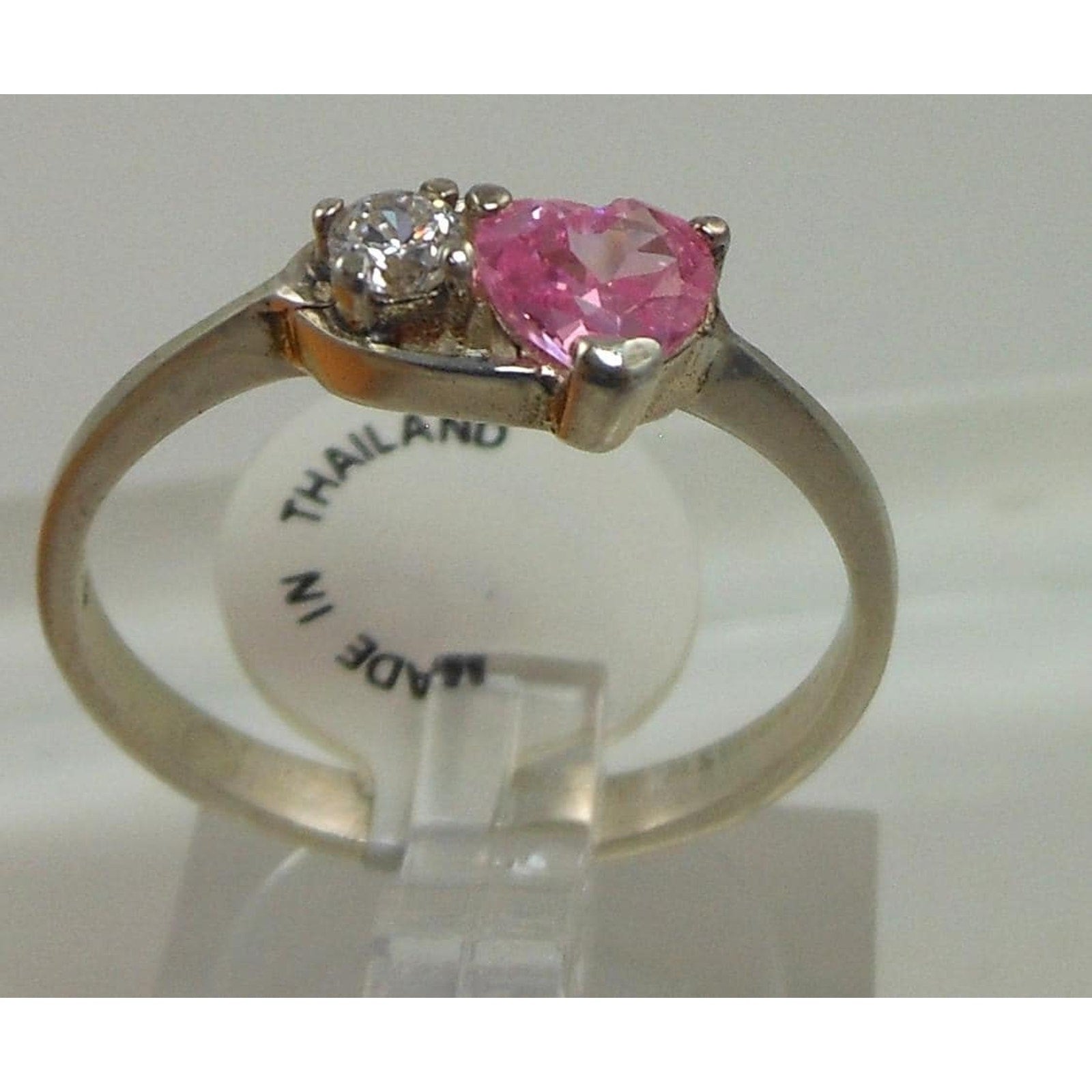 Vintage 925 Sterling Silver Pink Ice CZ Ring Size 9 - HoneyThomas.com