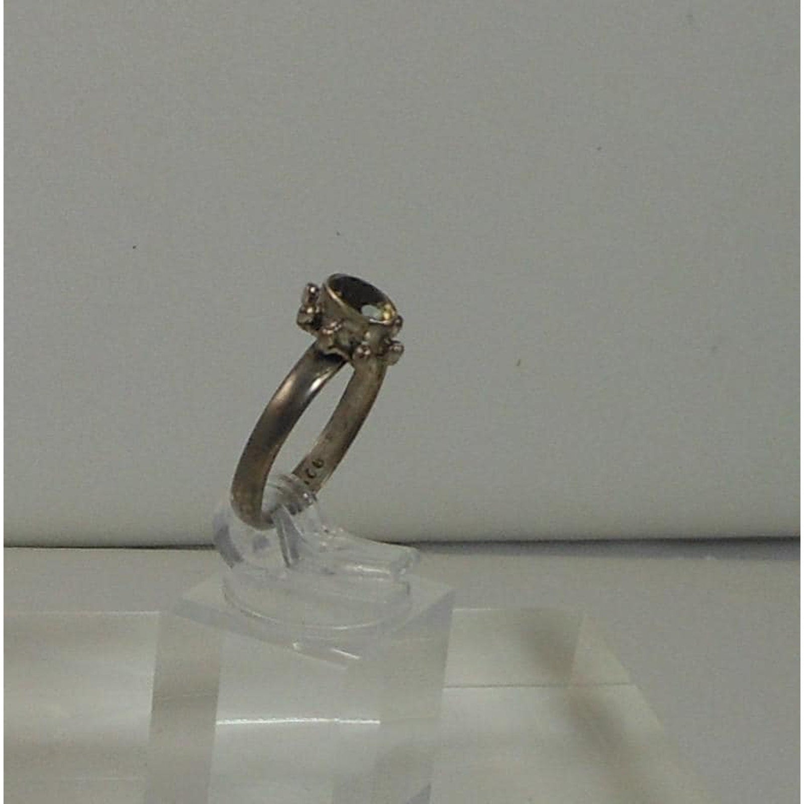 Handcrafted Gemstone Sterling Silver Ring - Vintage Bali Style - Size 6 - 2.1g -