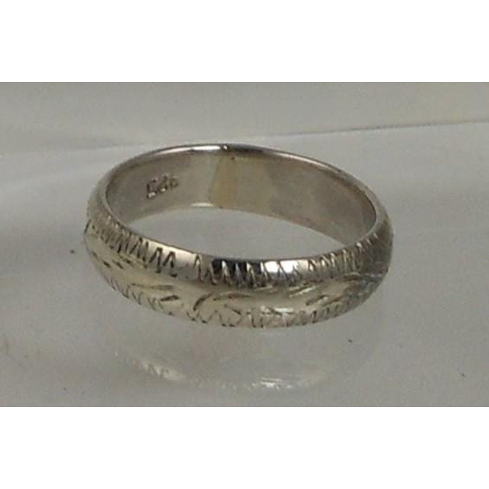 925 Sterling Silver Handcrafted Diamond-Cut Ring Size 5 Vintage Thailand 2.7g 4m - HoneyThomas.com